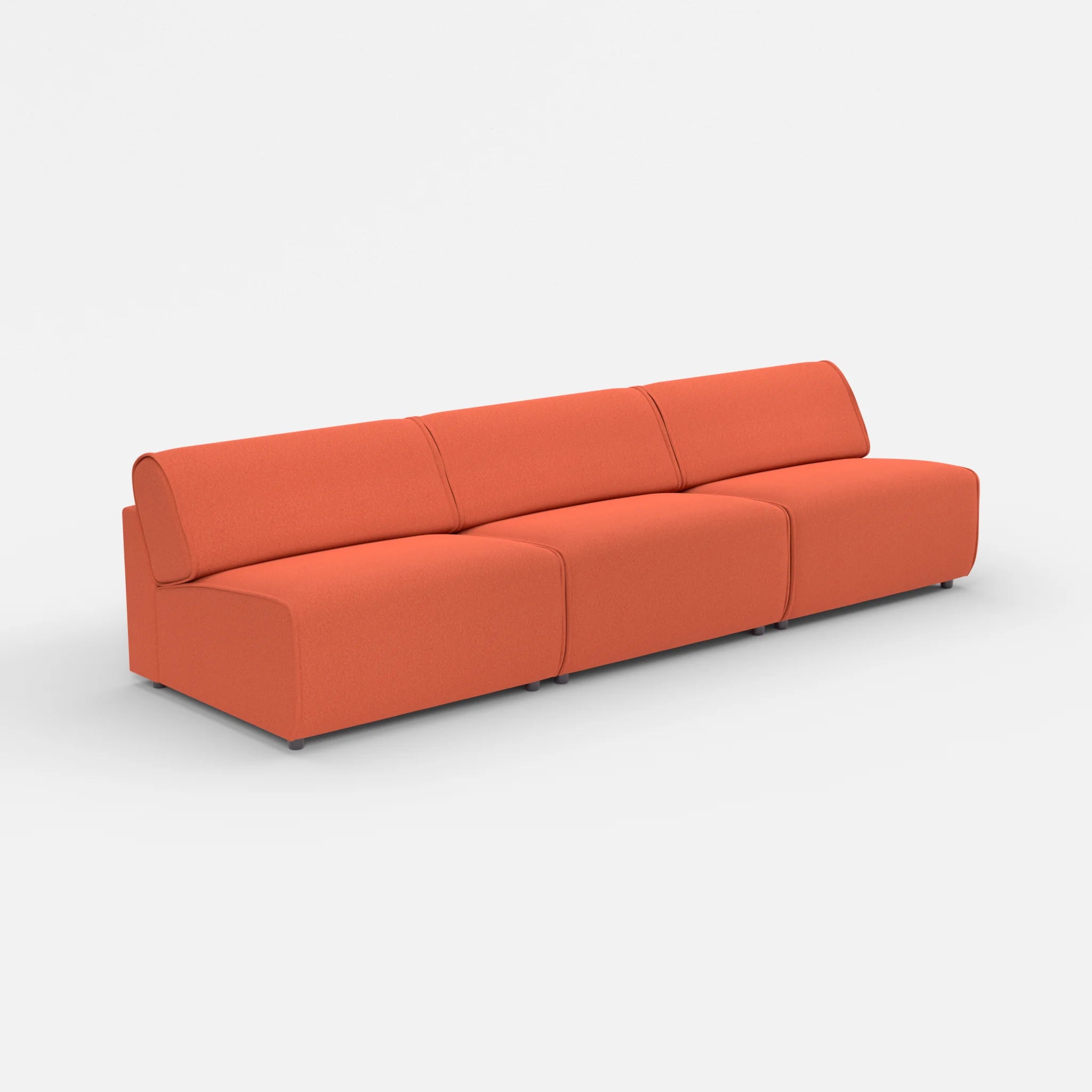 3 Sitzer Sofa Belleform ohne Armlehne 4 dama0062 in Orange von der Seite