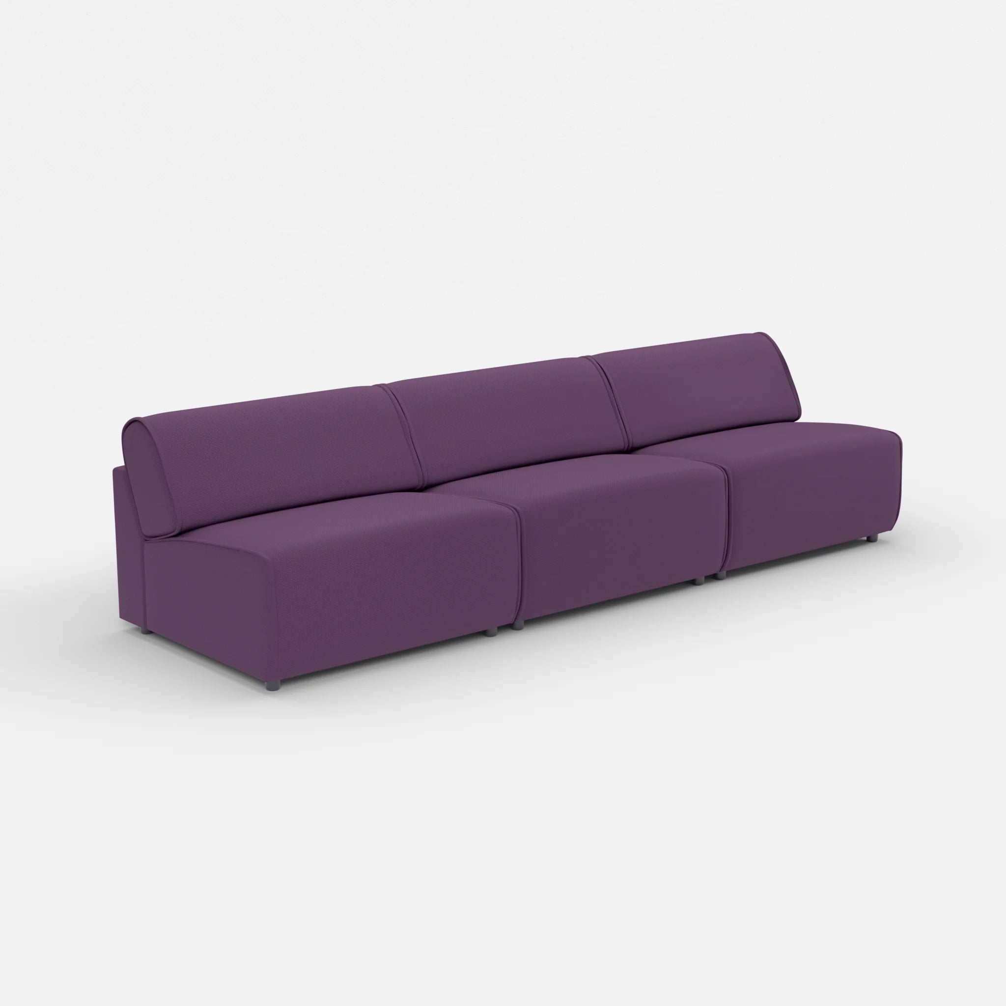 3 Sitzer Sofa Belleform ohne Armlehne 4 novumprune in Violett von der Seite