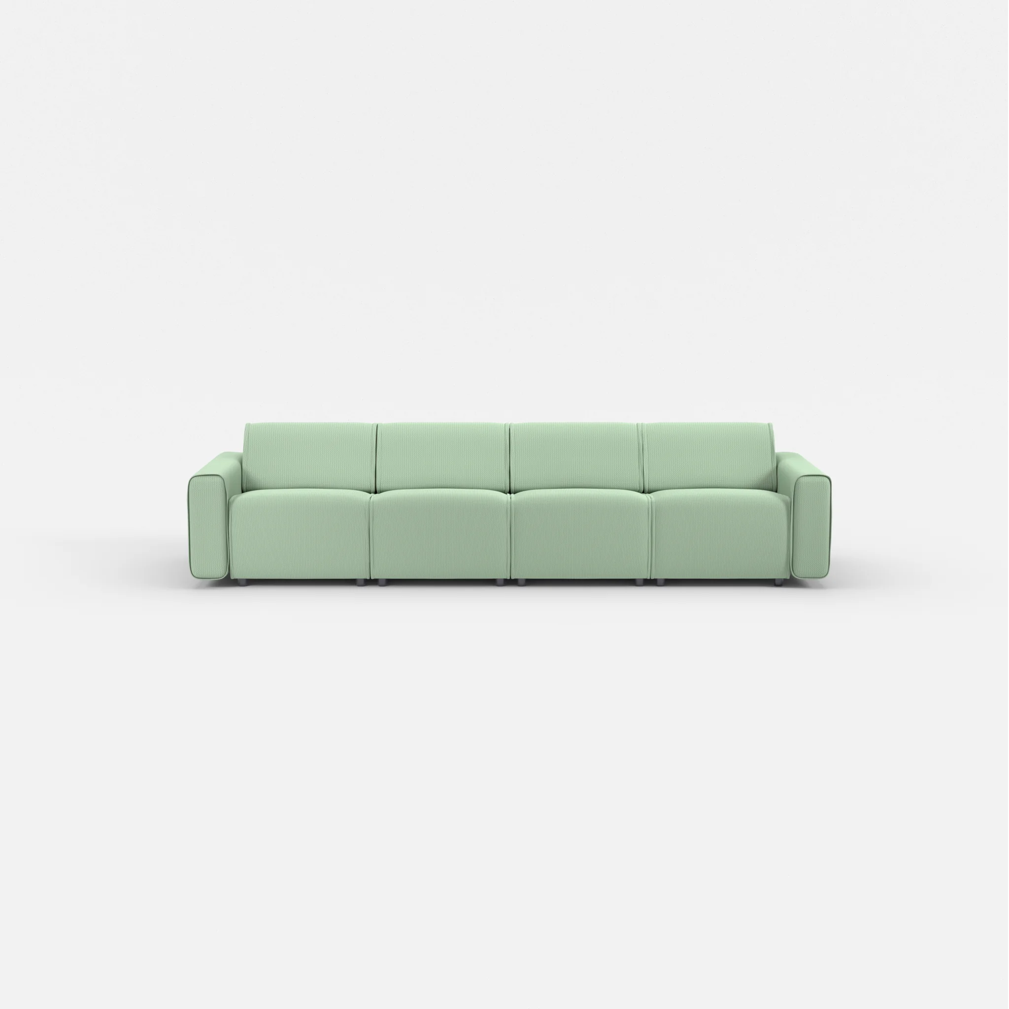 4 Sitzer Sofa Belleform mit breiter Armlehne 1 credoaloe in Hellgrün von vorne
