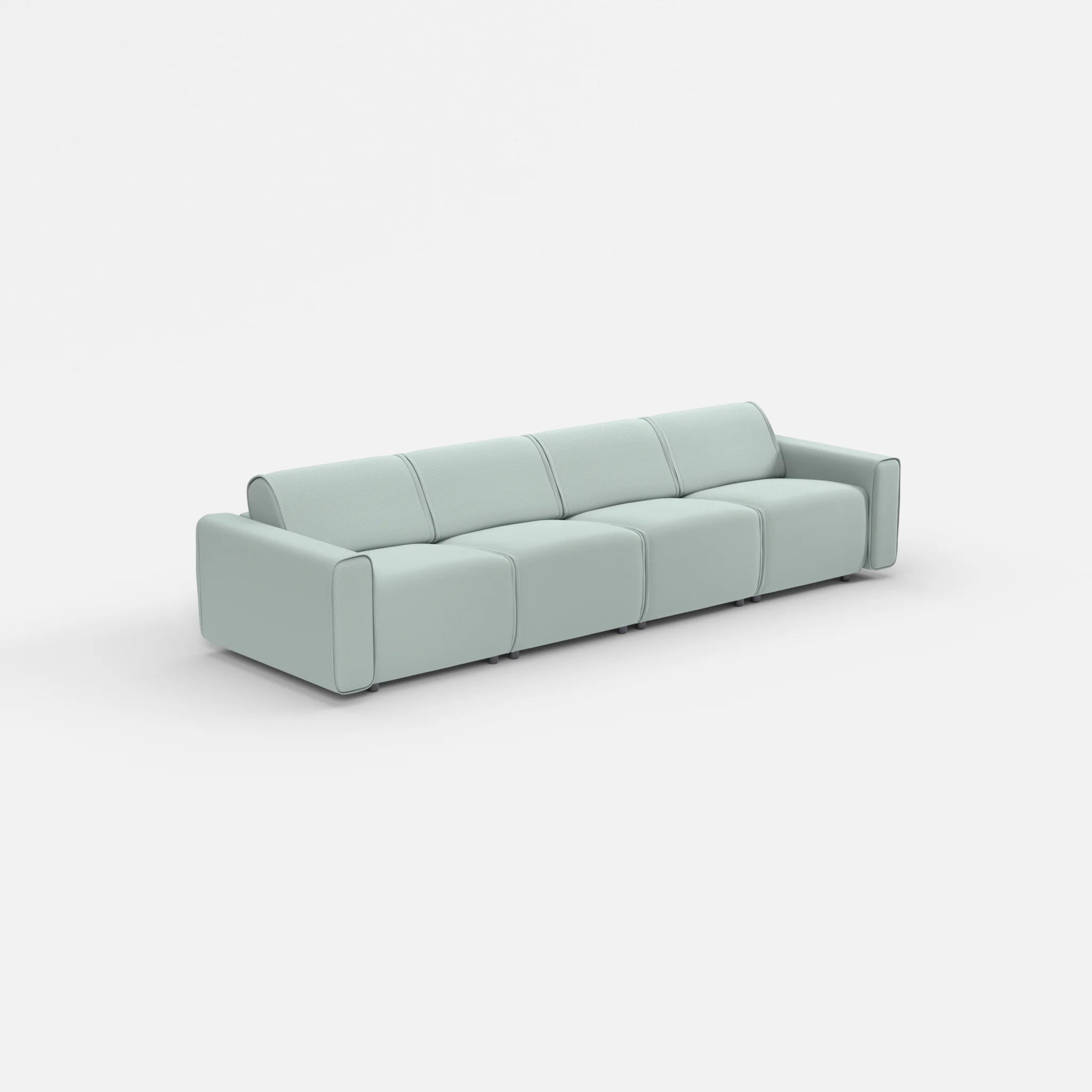 4 Sitzer Sofa Belleform mit breiter Armlehne 1 credolake in Graublau von der Seite