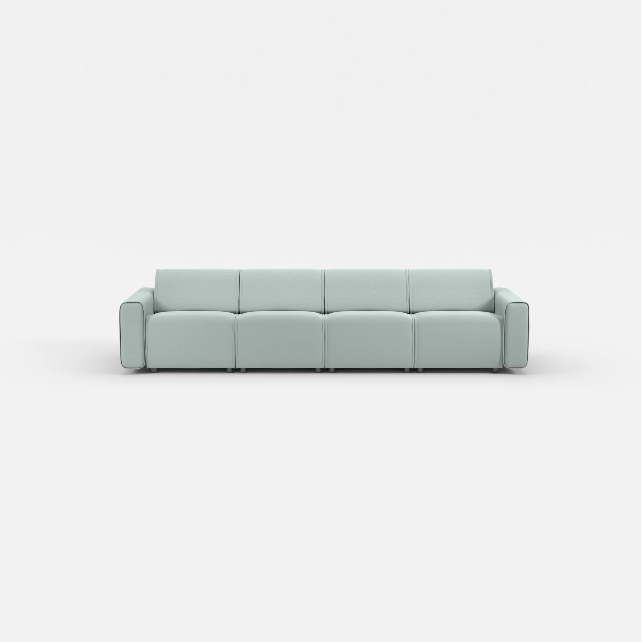 4 Sitzer Sofa Belleform mit breiter Armlehne 1 credolake in Graublau von vorne