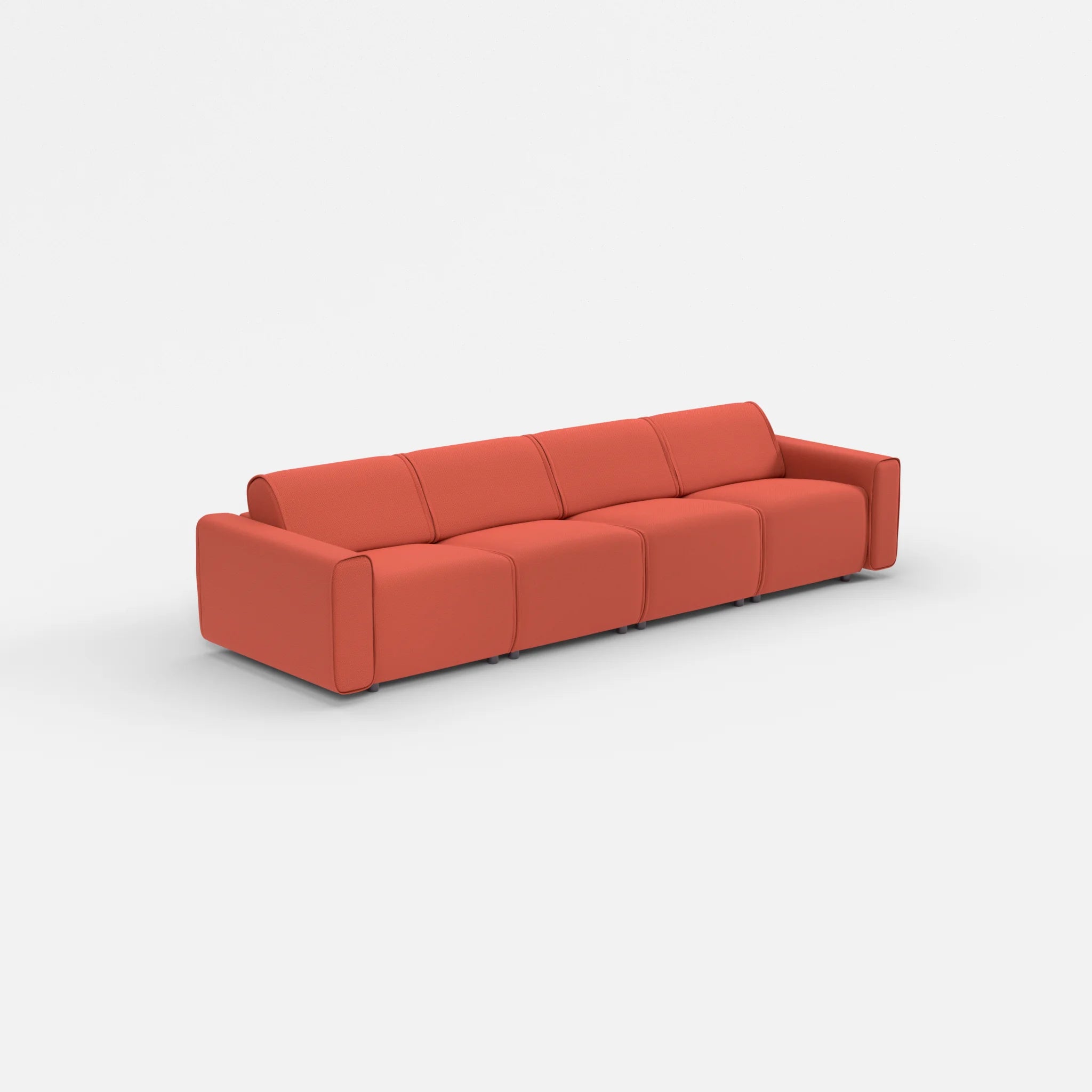 4 Sitzer Sofa Belleform mit breiter Armlehne 1 credolampion in Rot von der Seite