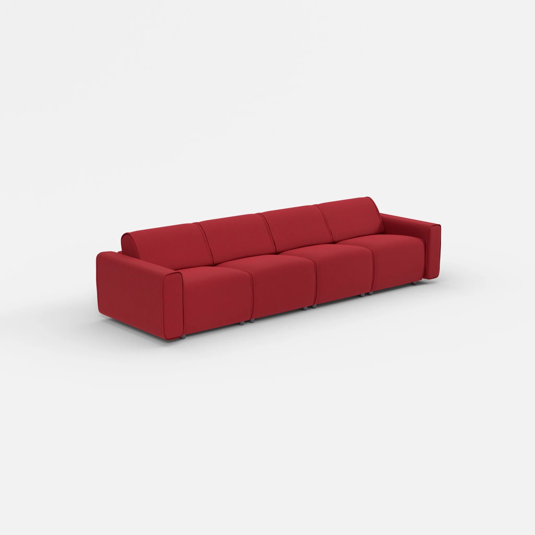 4 Sitzer Sofa Belleform mit breiter Armlehne 1 dama0053 in Rot von der Seite