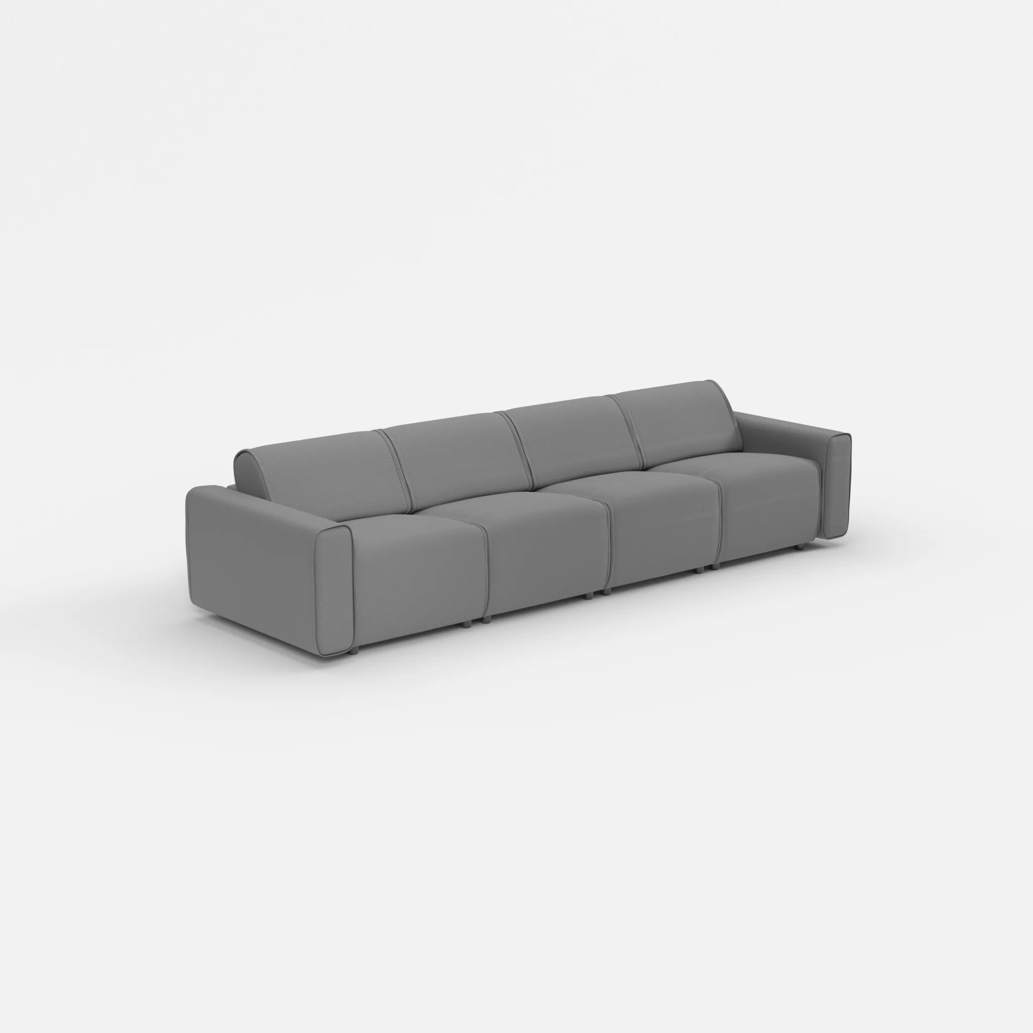 4 Sitzer Sofa Belleform mit breiter Armlehne 1 novumkies in Mittelgrau von der Seite