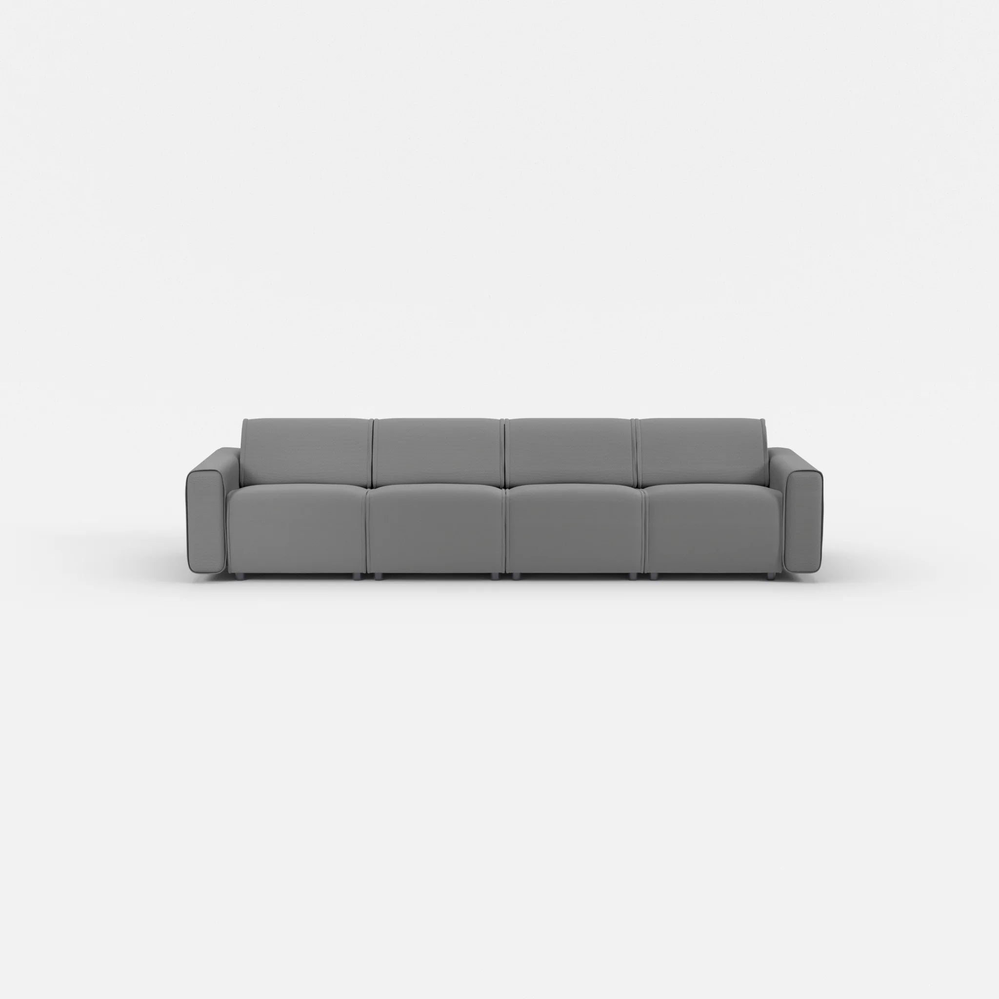 4 Sitzer Sofa Belleform mit breiter Armlehne 1 novumkies in Mittelgrau von vorne