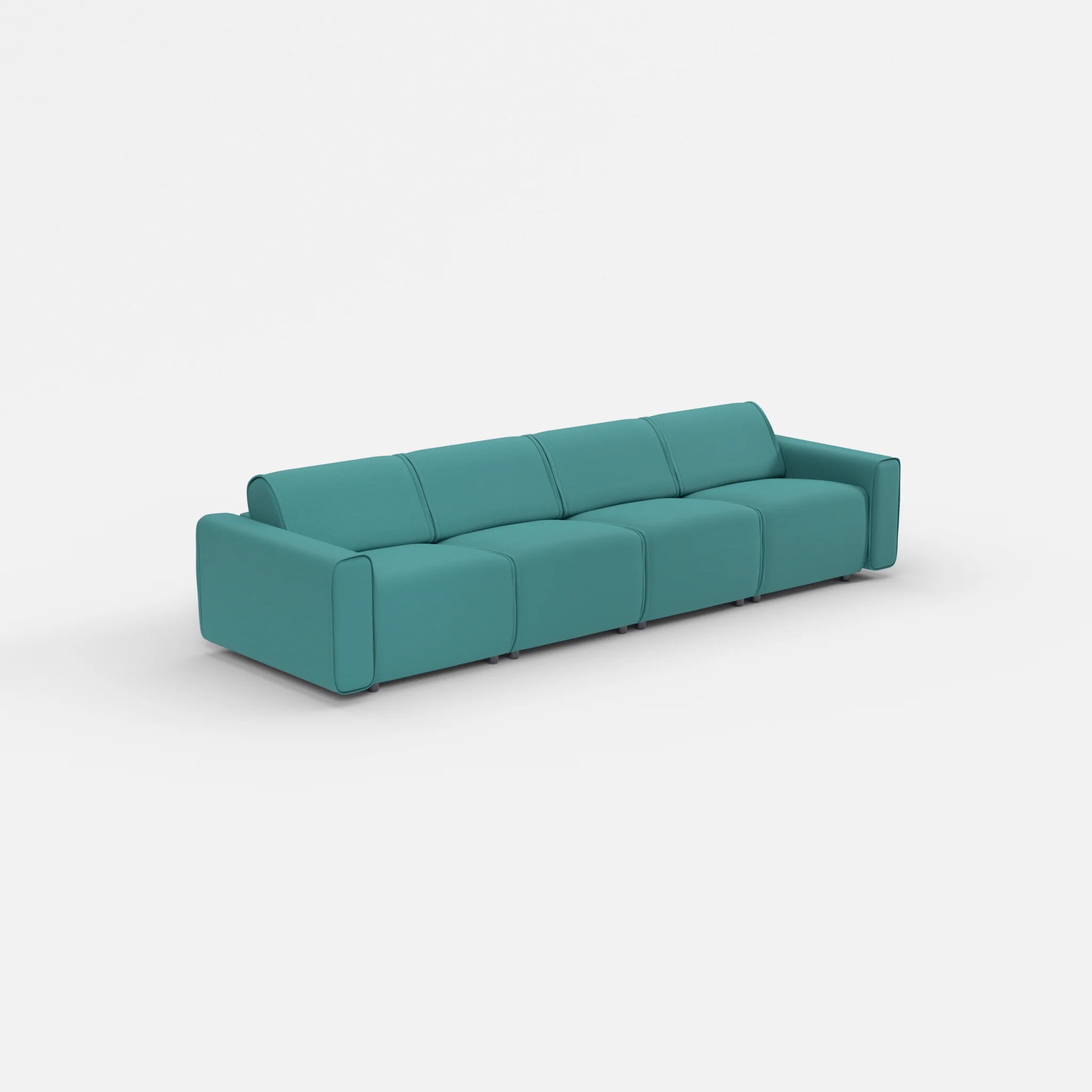4 Sitzer Sofa Belleform mit breiter Armlehne 1 novumprisma in Türkis von der Seite
