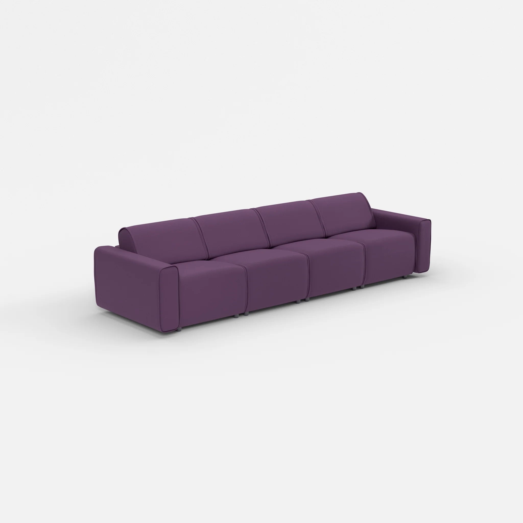 4 Sitzer Sofa Belleform mit breiter Armlehne 1 novumprune in Violett von der Seite