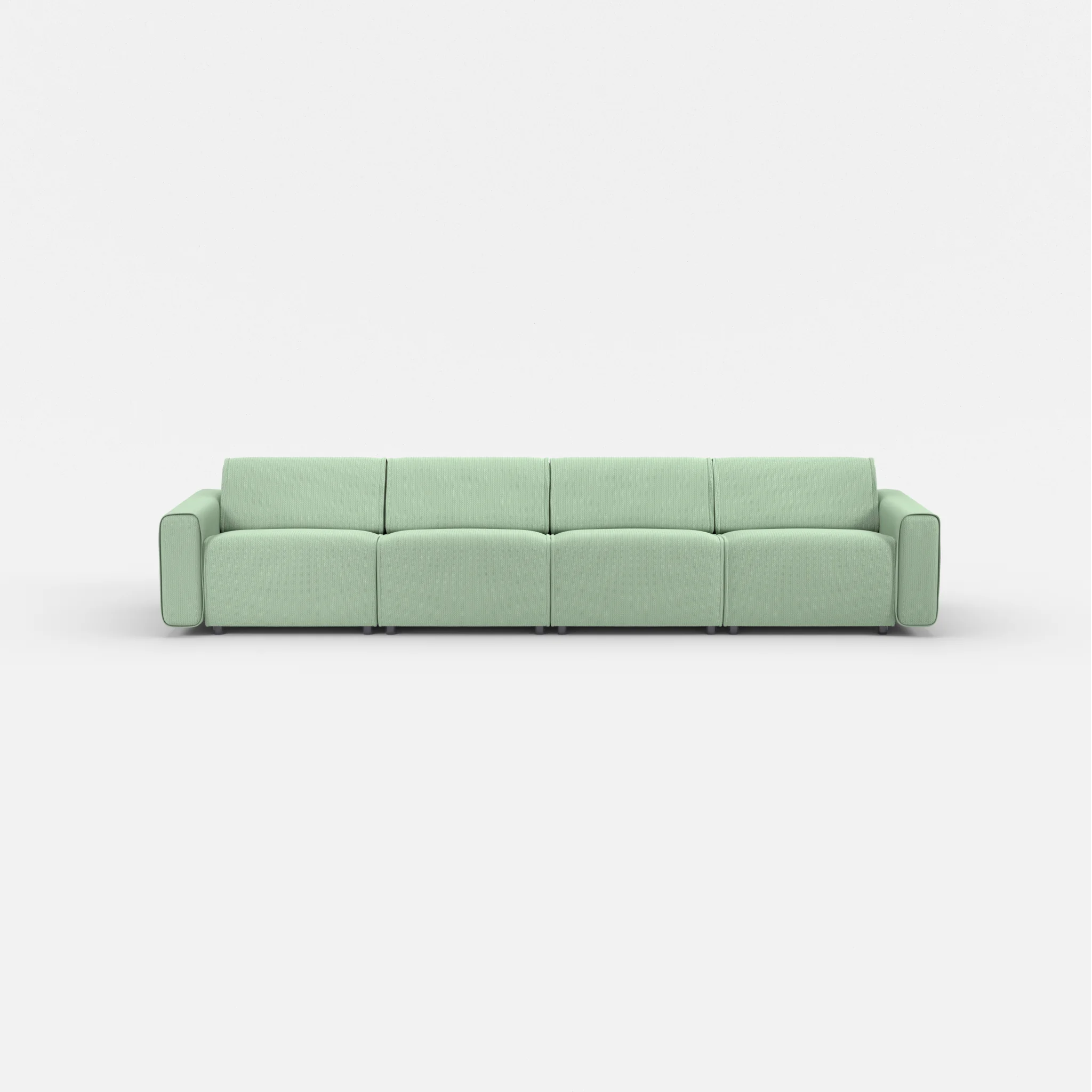 4 Sitzer Sofa Belleform mit breiter Armlehne 2 credoaloe in Hellgrün von vorne