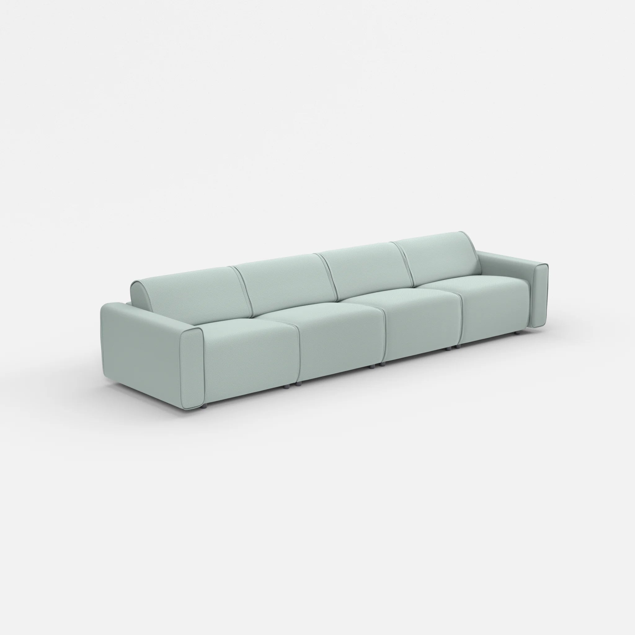 4 Sitzer Sofa Belleform mit breiter Armlehne 2 credolake in Graublau von der Seite