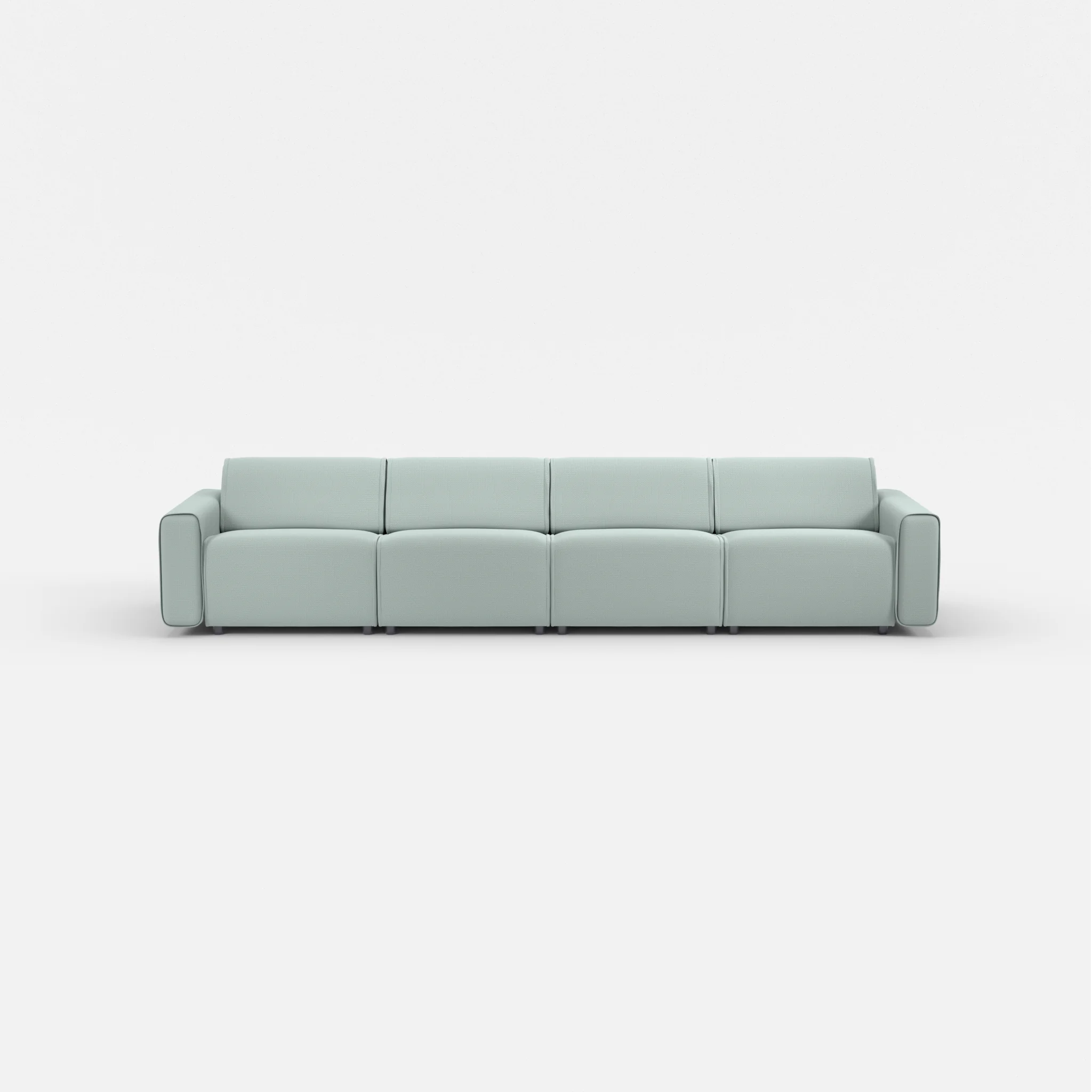 4 Sitzer Sofa Belleform mit breiter Armlehne 2 credolake in Graublau von vorne