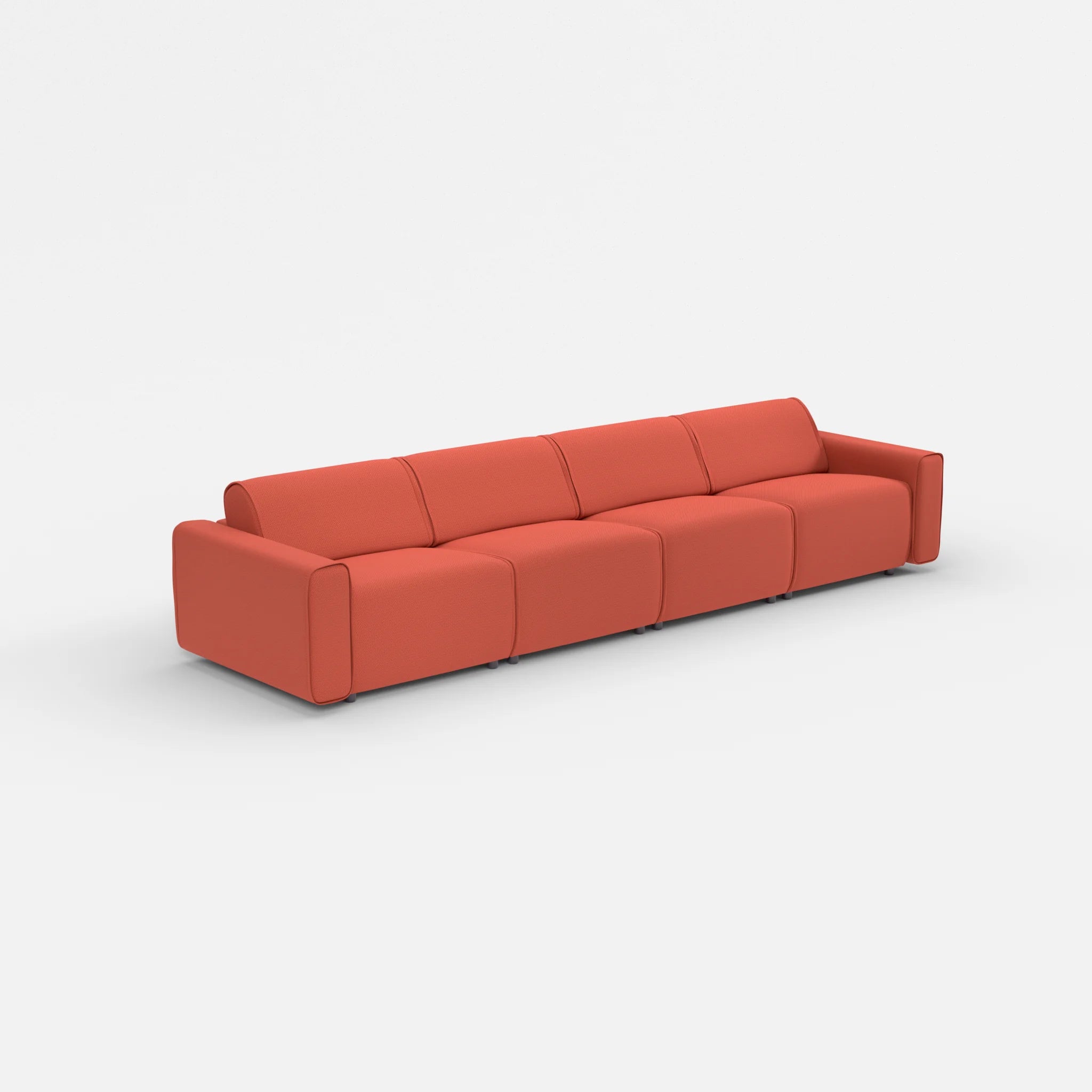 4 Sitzer Sofa Belleform mit breiter Armlehne 2 credolampion in Rot von der Seite