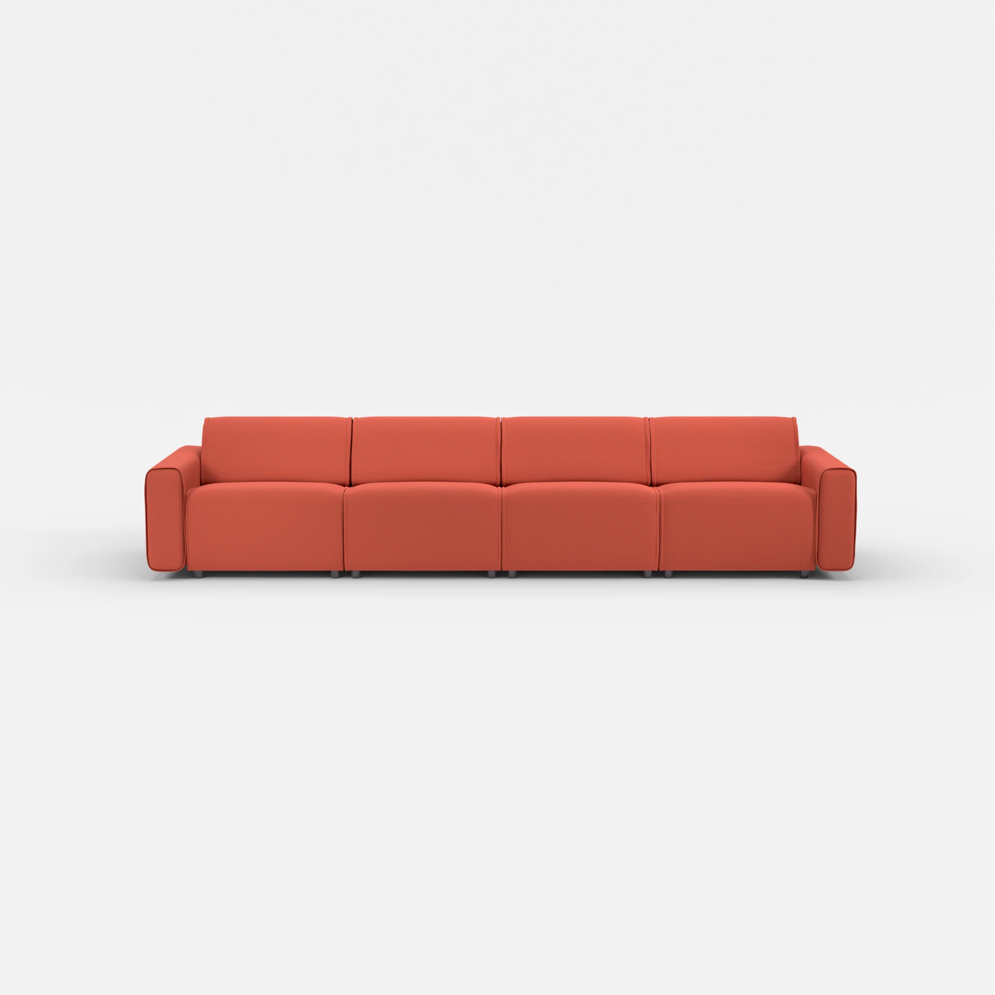 4 Sitzer Sofa Belleform mit breiter Armlehne 2 credolampion in Rot von vorne
