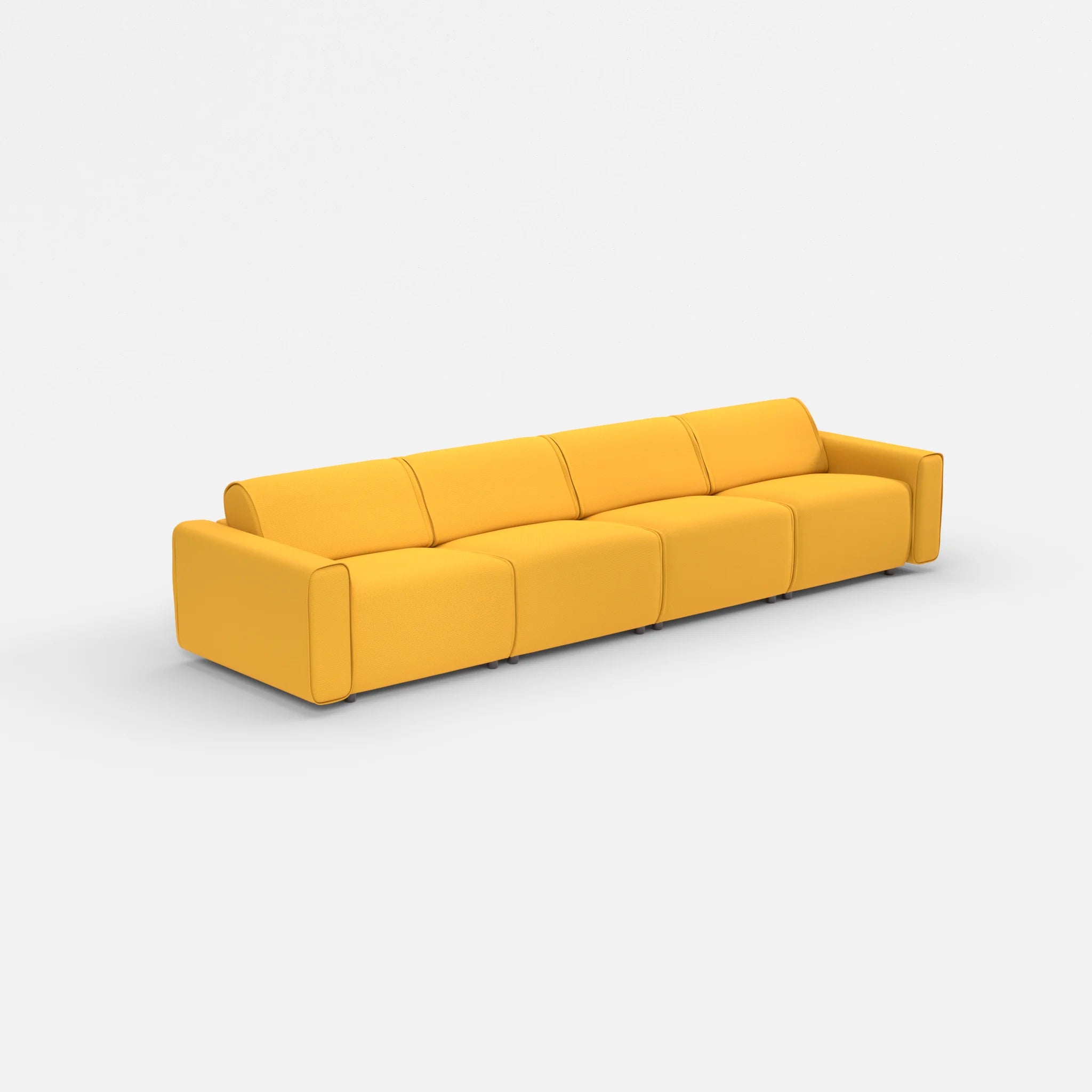 4 Sitzer Sofa Belleform mit breiter Armlehne 2 novumcurry in Curry von der Seite