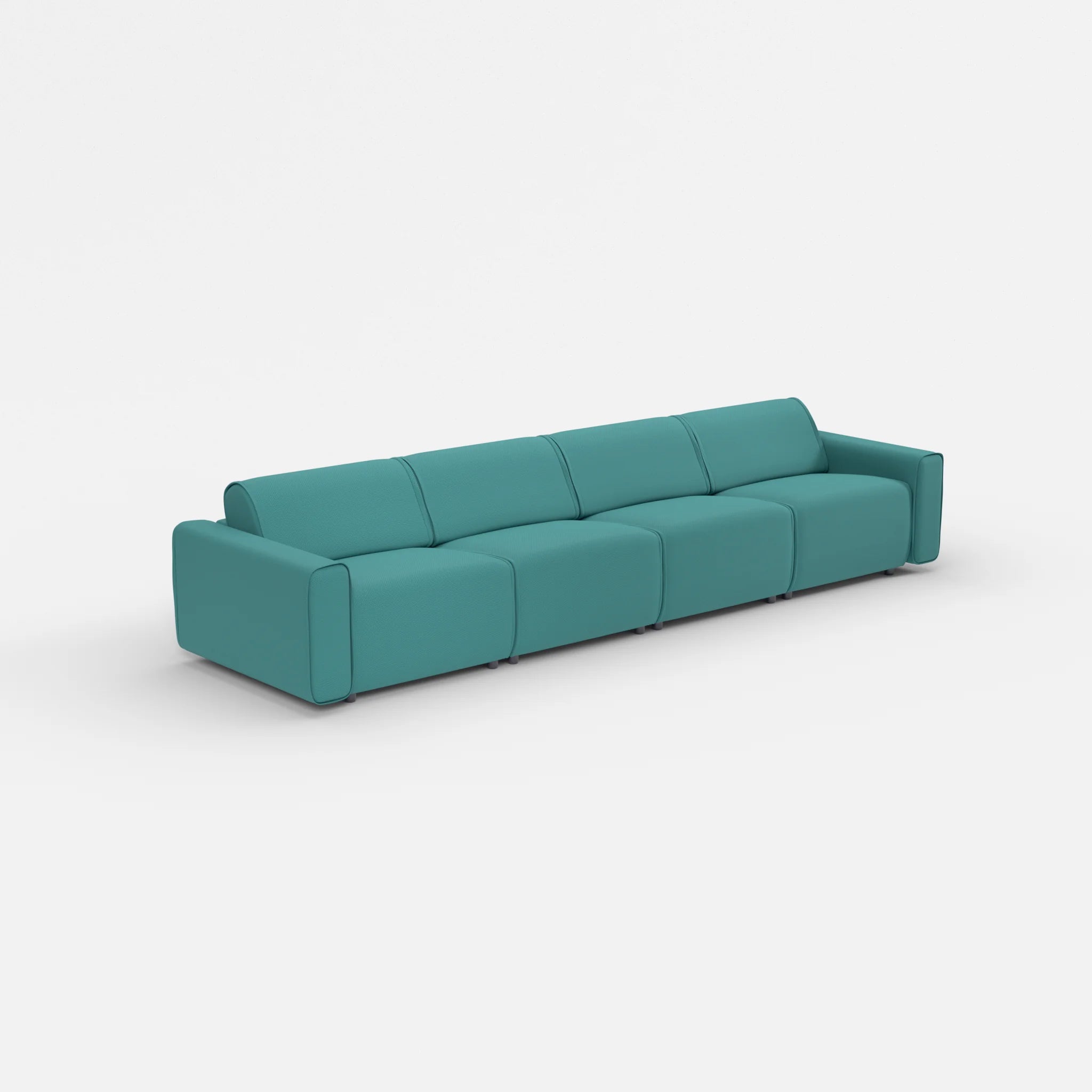 4 Sitzer Sofa Belleform mit breiter Armlehne 2 novumprisma in Türkis von der Seite