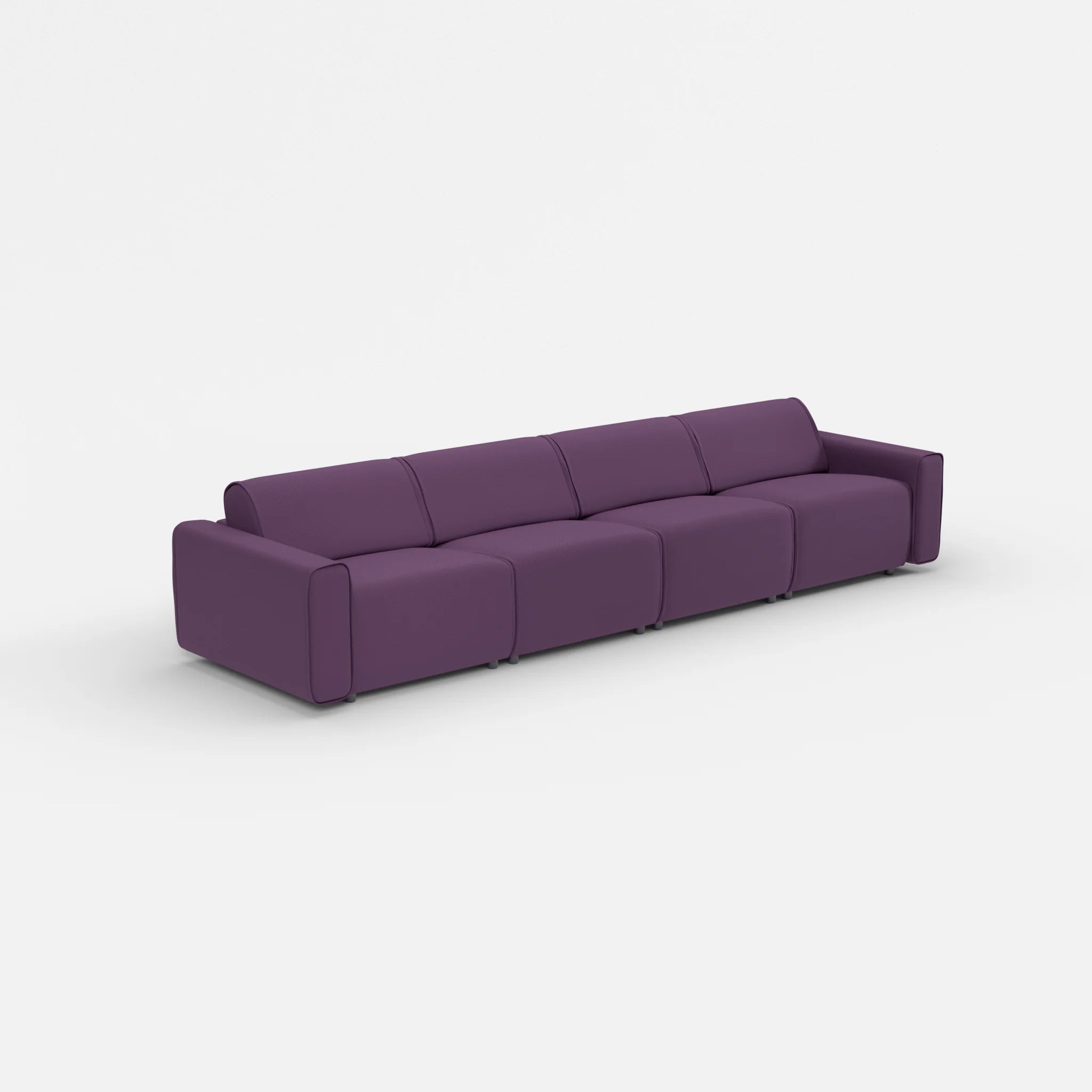 4 Sitzer Sofa Belleform mit breiter Armlehne 2 novumprune in Violett von der Seite