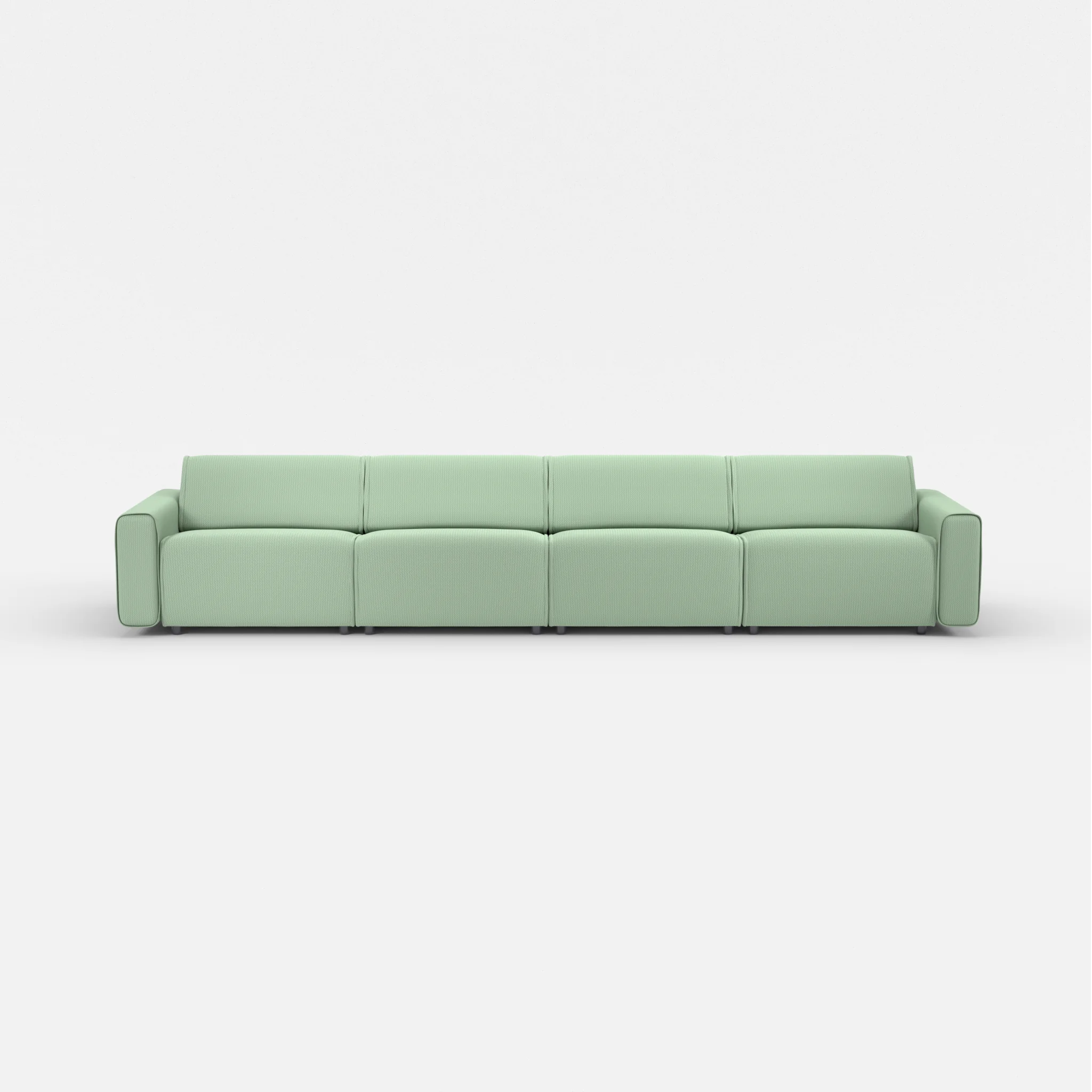 4 Sitzer Sofa Belleform mit breiter Armlehne 3 credoaloe in Hellgrün von vorne