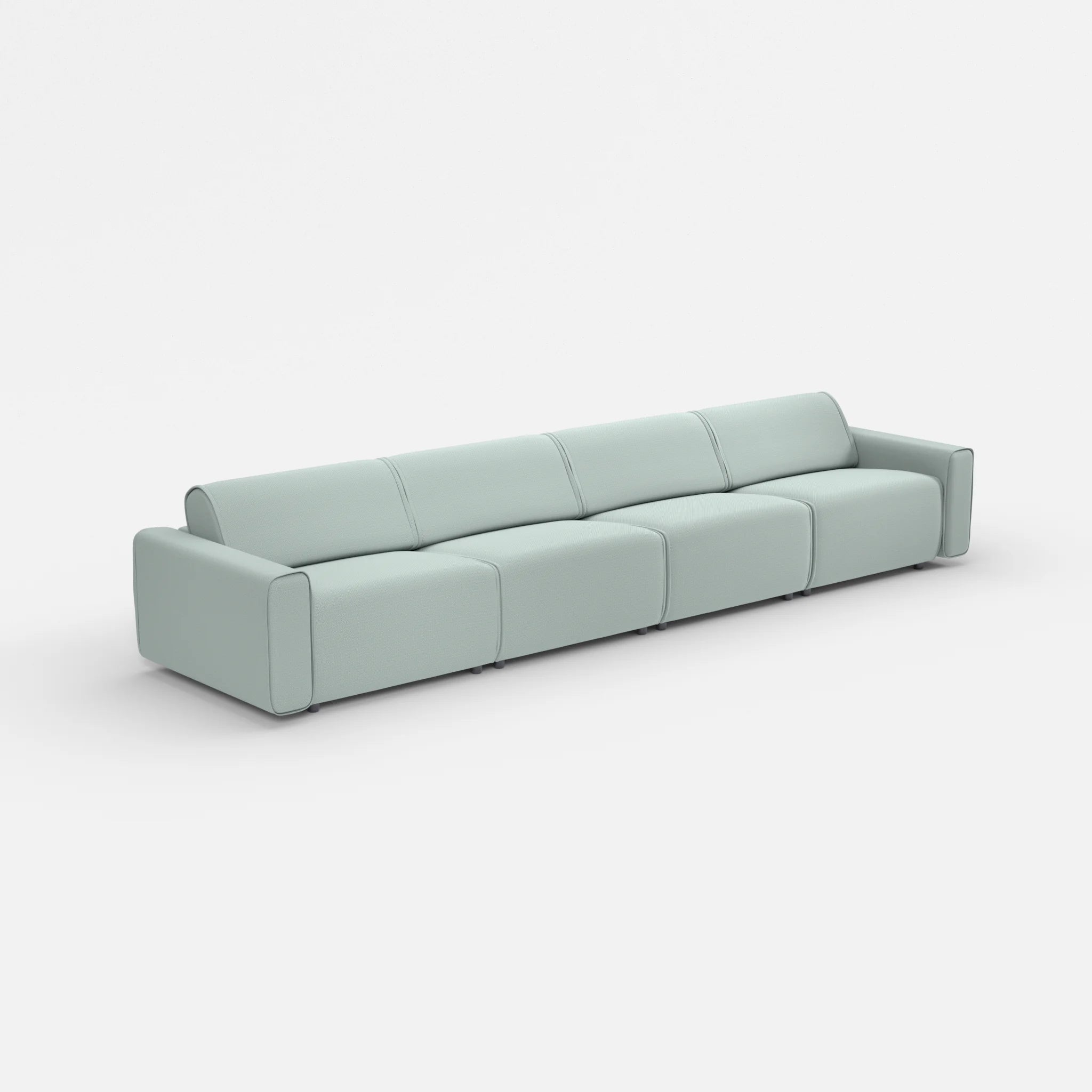 4 Sitzer Sofa Belleform mit breiter Armlehne 3 credolake in Graublau von der Seite