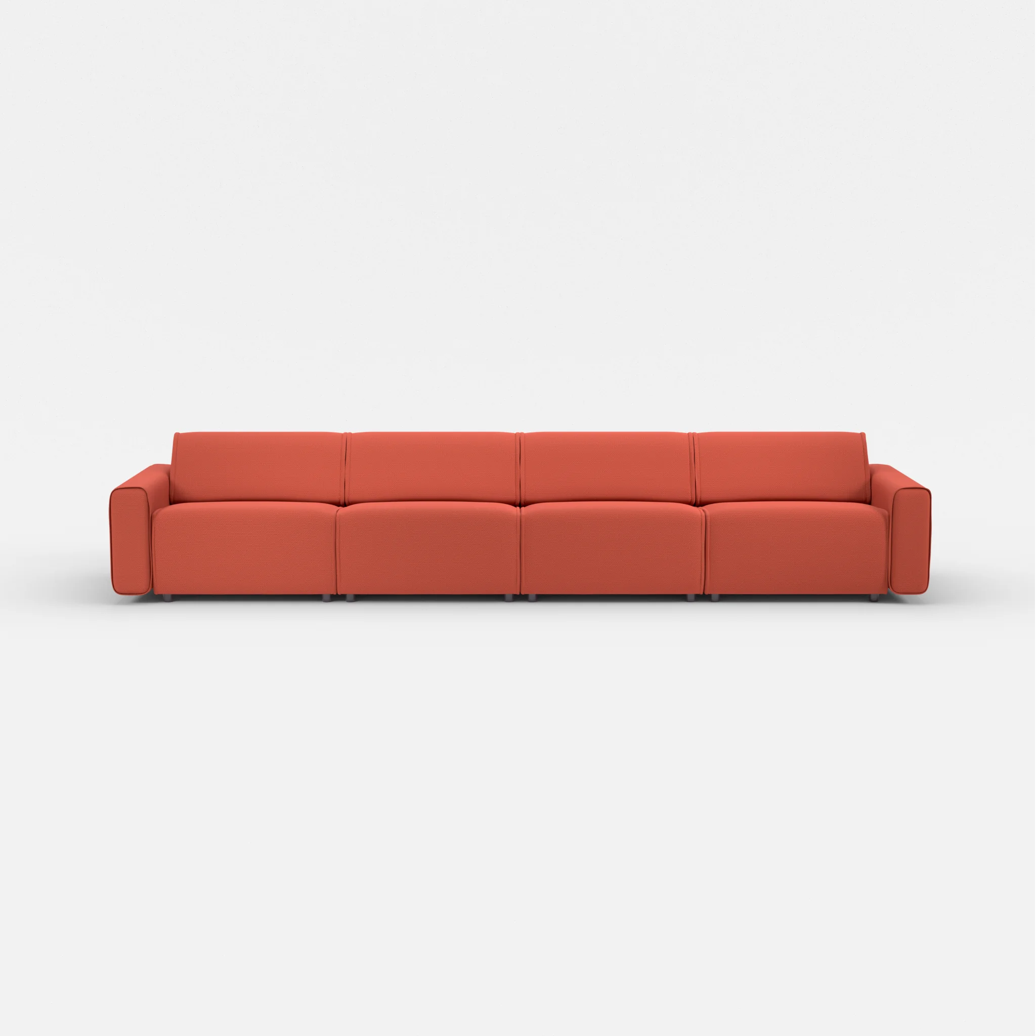 4 Sitzer Sofa Belleform mit breiter Armlehne 3 credolampion in Rot von vorne