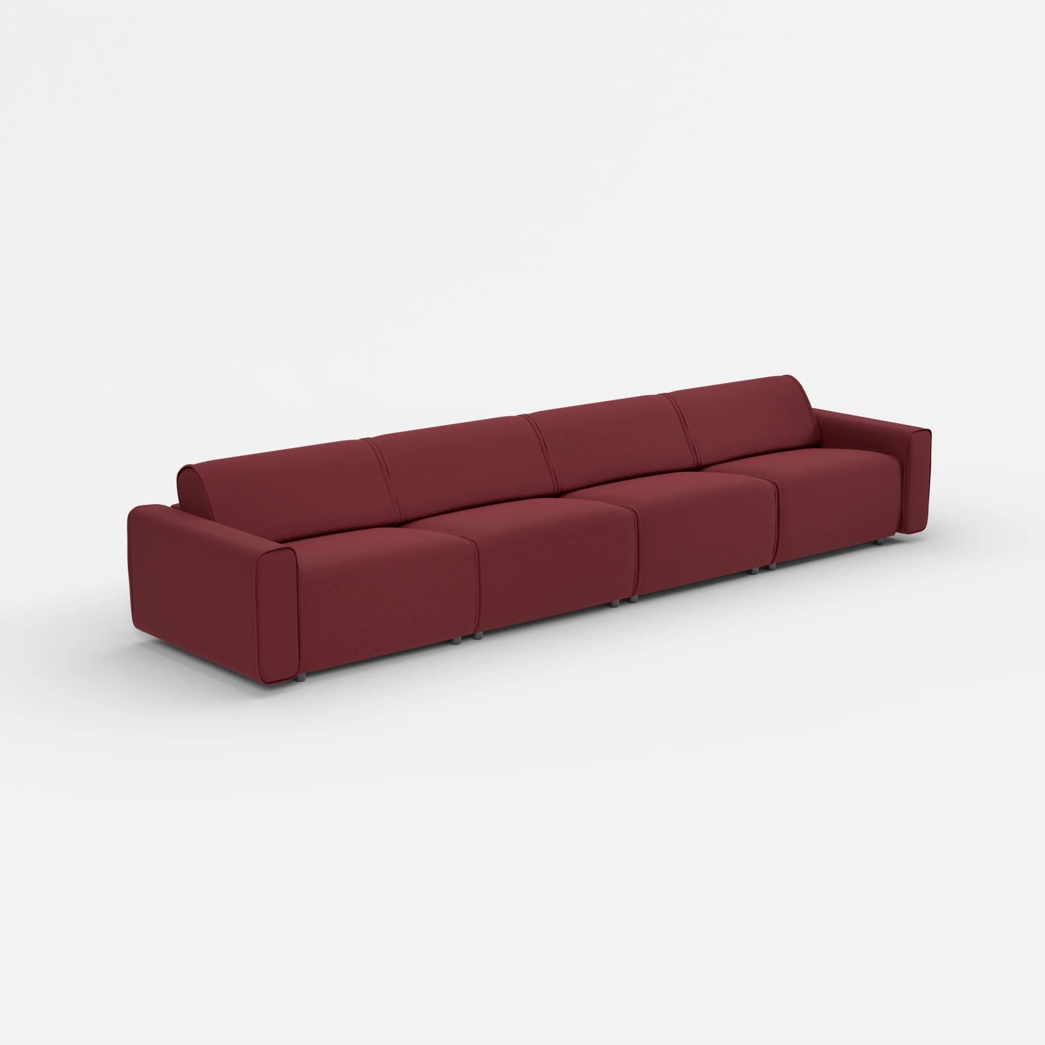 4 Sitzer Sofa Belleform mit breiter Armlehne 3 dama0034 in Bordeaux von der Seite