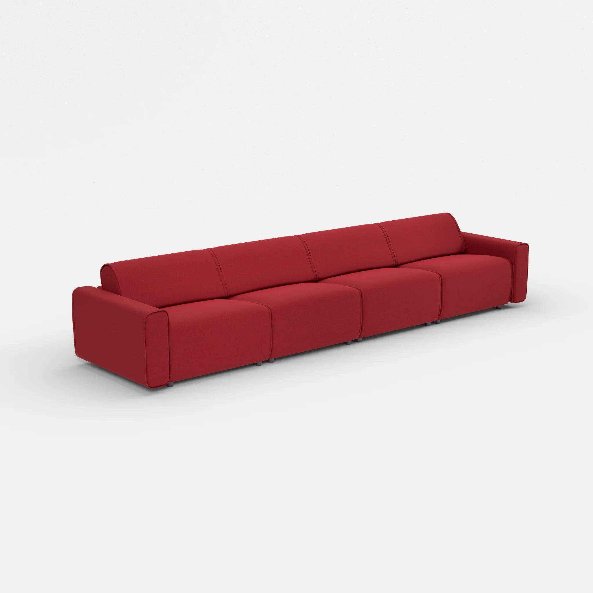 4 Sitzer Sofa Belleform mit breiter Armlehne 3 dama0053 in Rot von der Seite