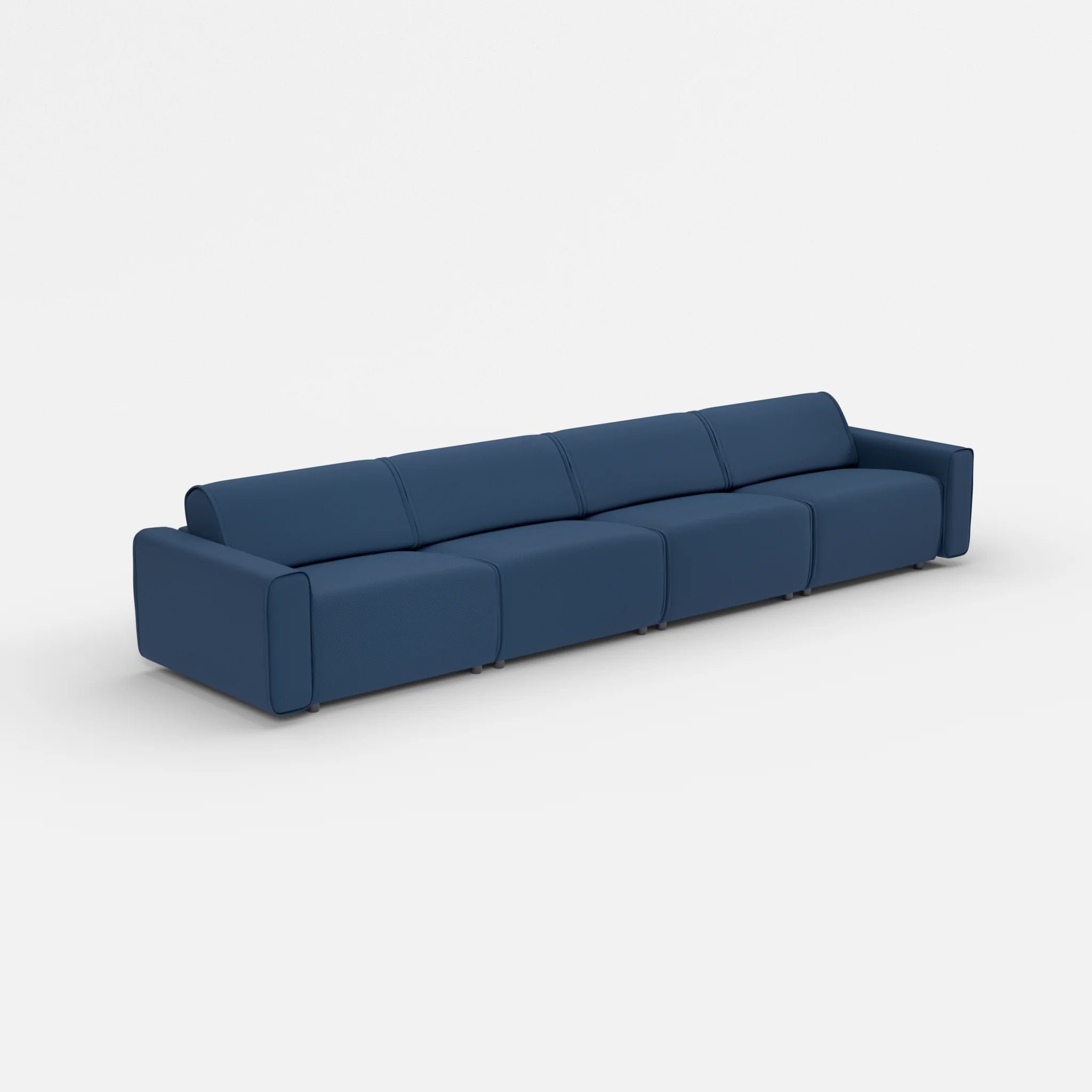 4 Sitzer Sofa Belleform mit breiter Armlehne 3 novumamur in Navy von der Seite