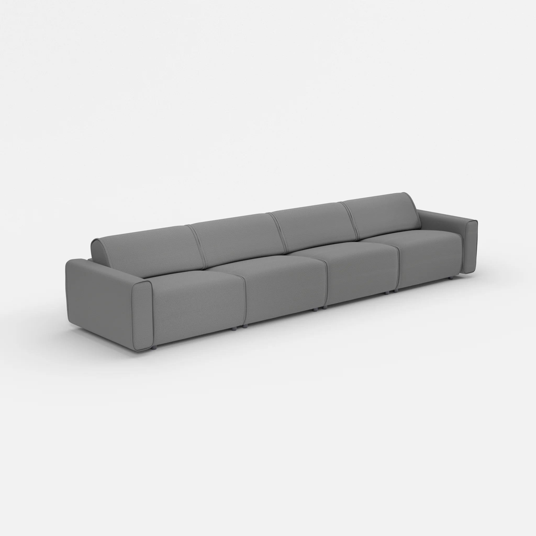 4 Sitzer Sofa Belleform mit breiter Armlehne 3 novumkies in Mittelgrau von der Seite