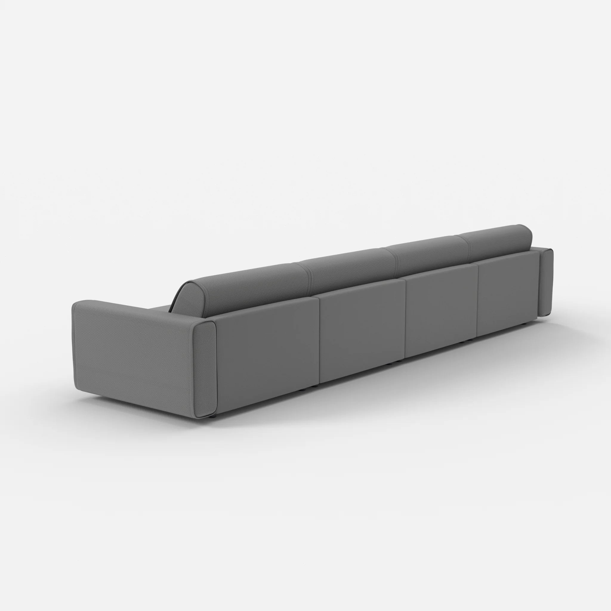 4 Sitzer Sofa Belleform mit breiter Armlehne 3 novumkies in Mittelgrau von hinten