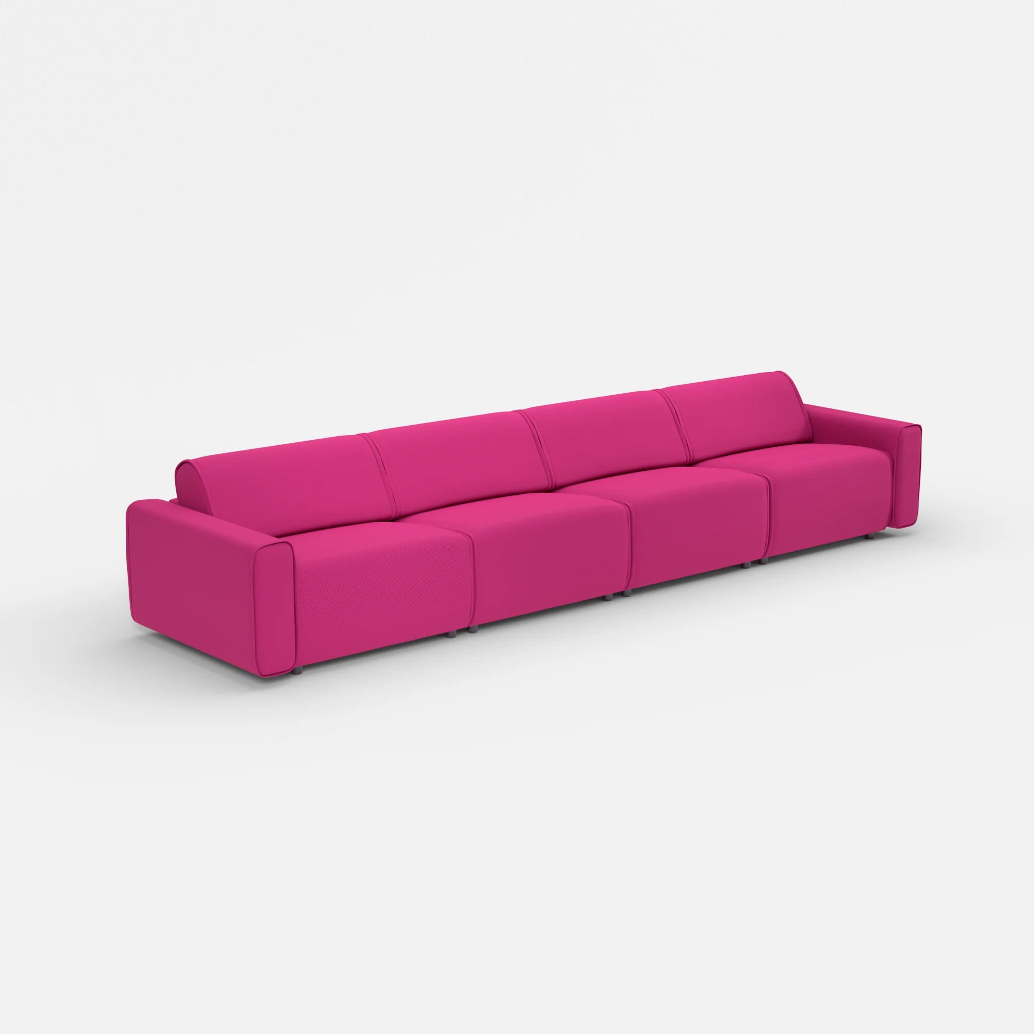 4 Sitzer Sofa Belleform mit breiter Armlehne 3 novummagenta in Magenta von der Seite