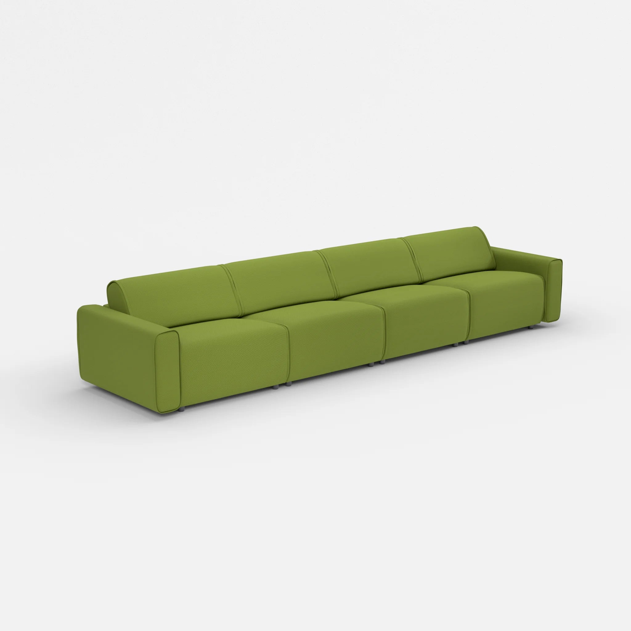 4 Sitzer Sofa Belleform mit breiter Armlehne 3 novummoss in Grün von der Seite