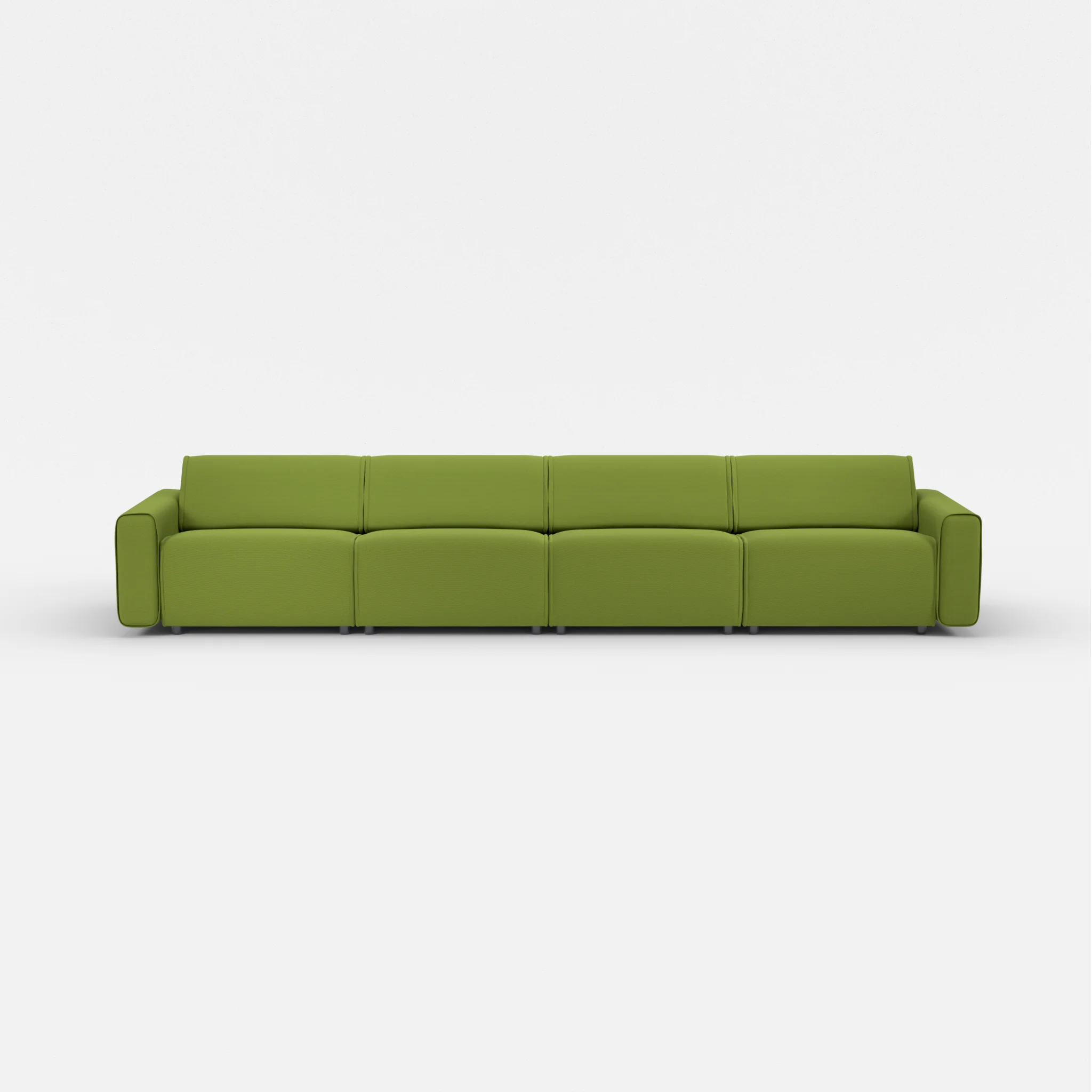 4 Sitzer Sofa Belleform mit breiter Armlehne 3 novummoss in Grün von vorne