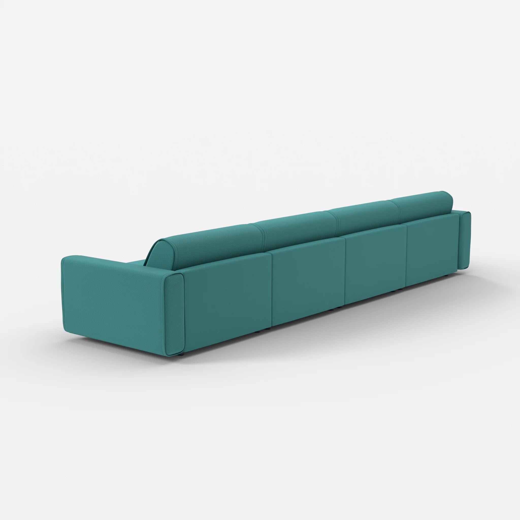 4 Sitzer Sofa Belleform mit breiter Armlehne 3 novumprisma in Türkis von hinten