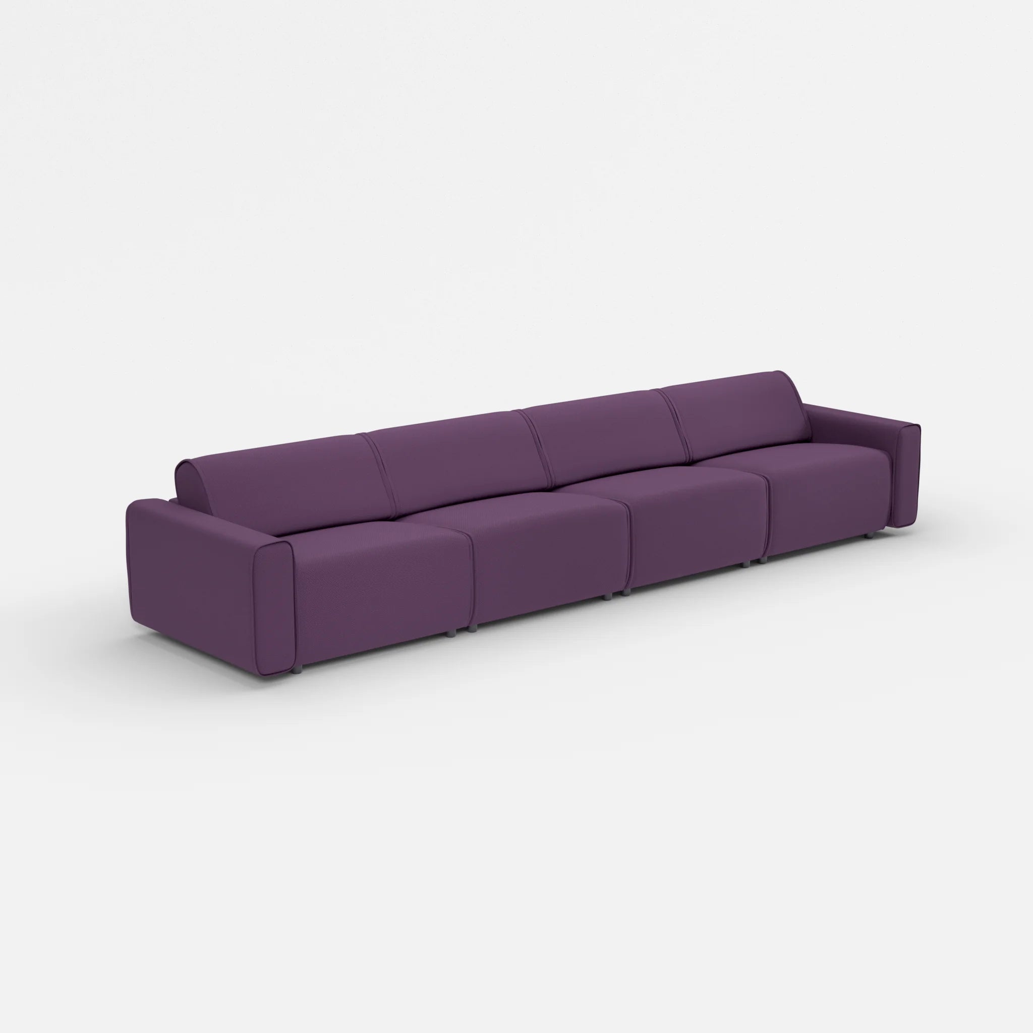 4 Sitzer Sofa Belleform mit breiter Armlehne 3 novumprune in Violett von der Seite