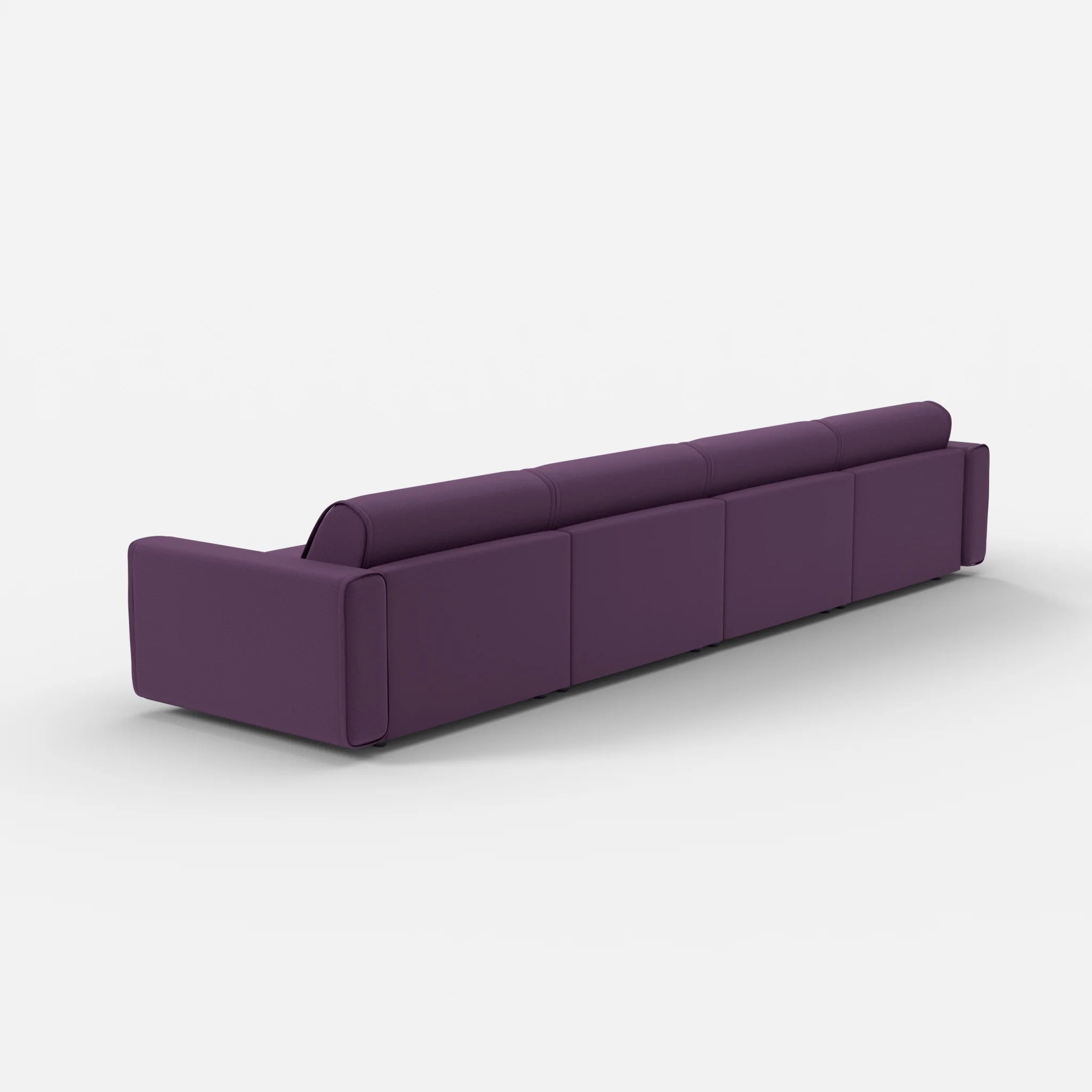 4 Sitzer Sofa Belleform mit breiter Armlehne 3 novumprune in Violett von hinten