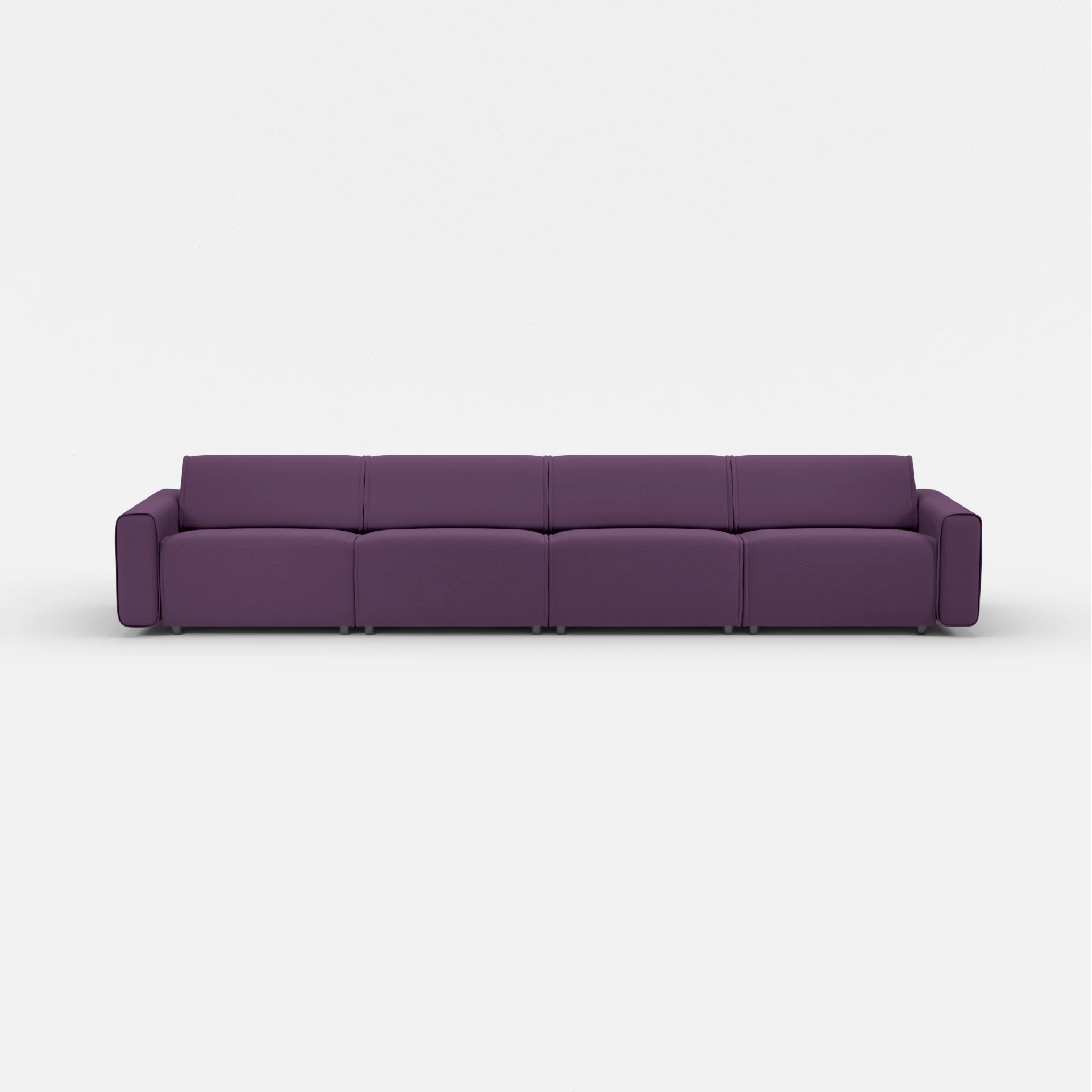 4 Sitzer Sofa Belleform mit breiter Armlehne 3 novumprune in Violett von vorne