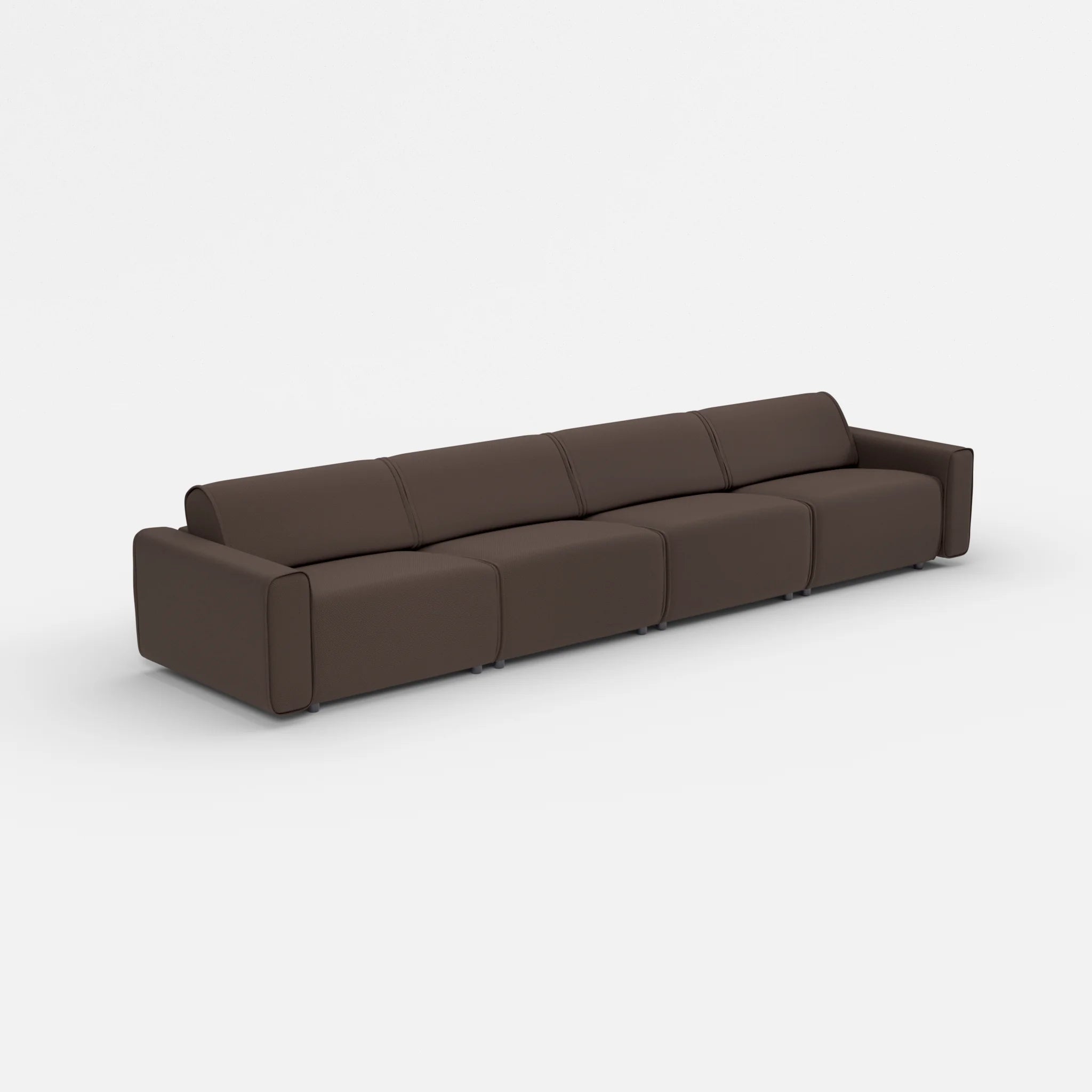4 Sitzer Sofa Belleform mit breiter Armlehne 3 novumrosewood in Dunkelbraun von der Seite