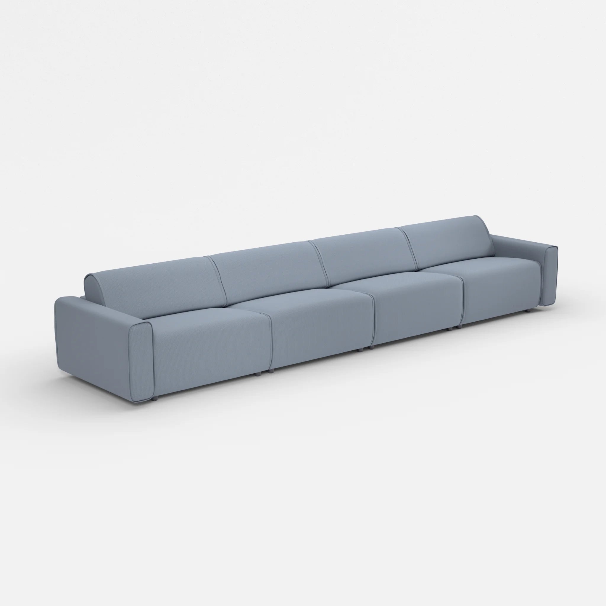 4 Sitzer Sofa Belleform mit breiter Armlehne 4 credosea in Blau von der Seite