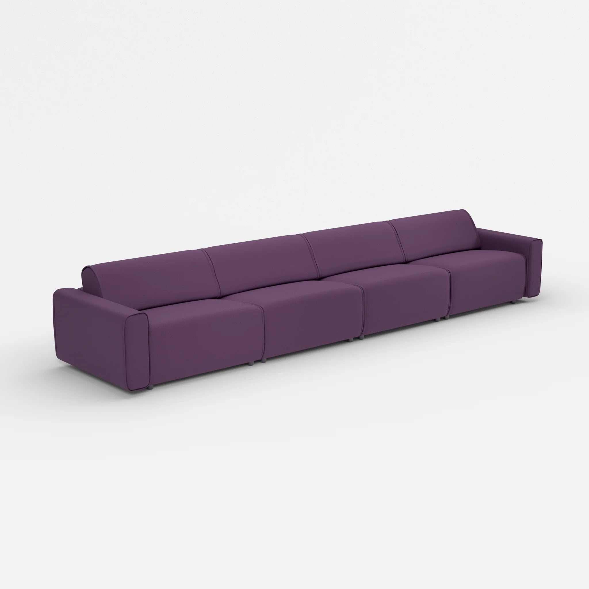 4 Sitzer Sofa Belleform mit breiter Armlehne 4 novumprune in Violett von der Seite