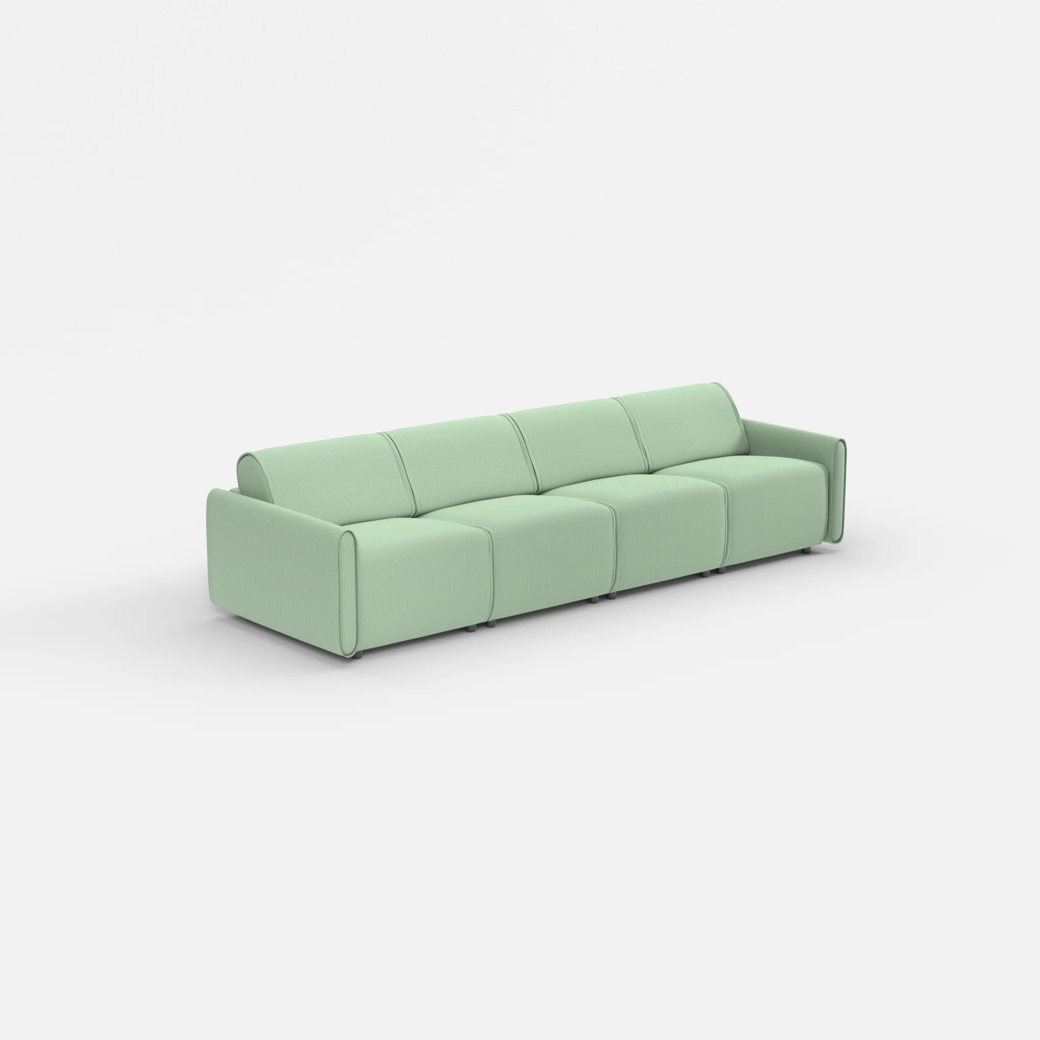 4 Sitzer Sofa Belleform mit schmaler Armlehne 1 credoaloe in Hellgrün von der Seite