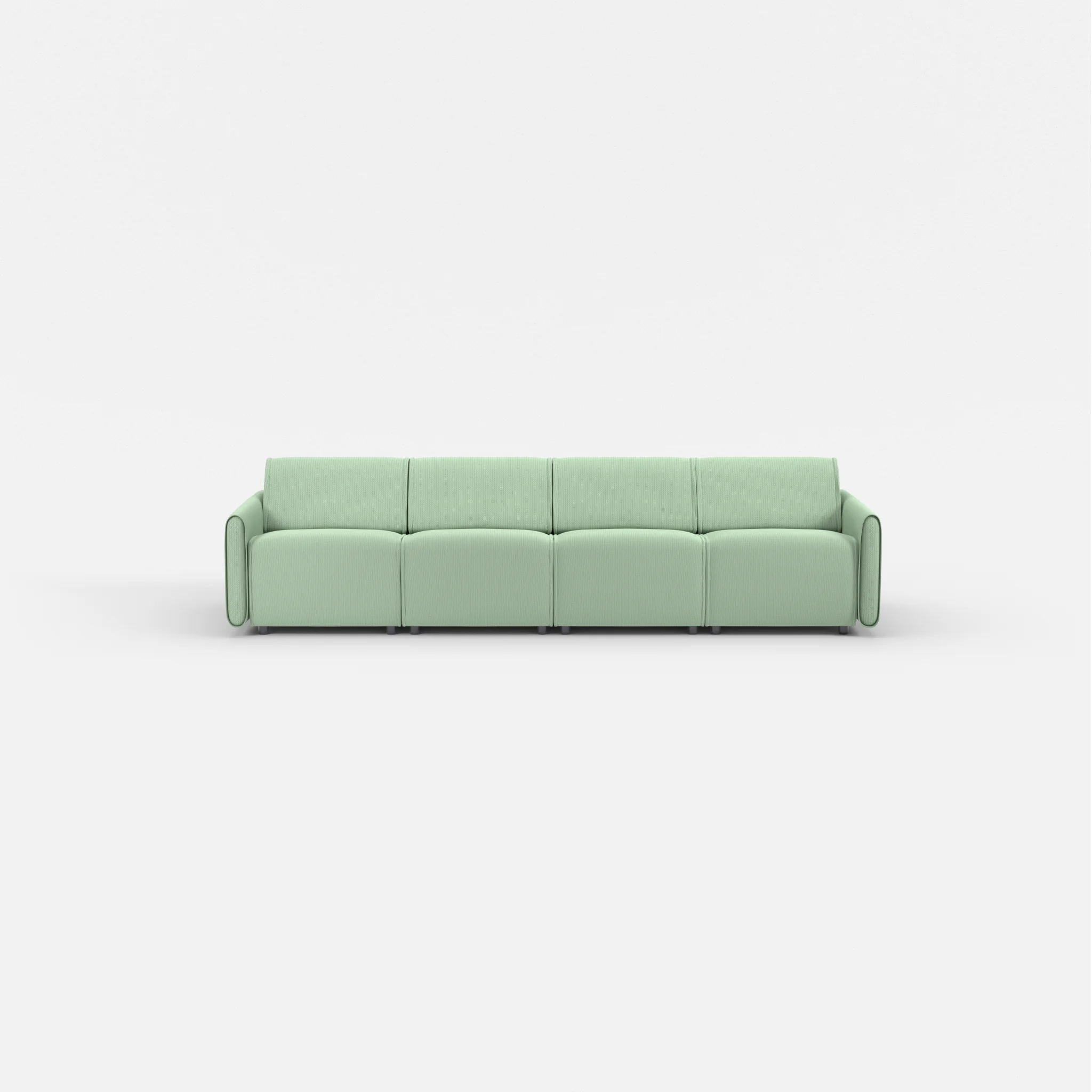 4 Sitzer Sofa Belleform mit schmaler Armlehne 1 credoaloe in Hellgrün von vorne