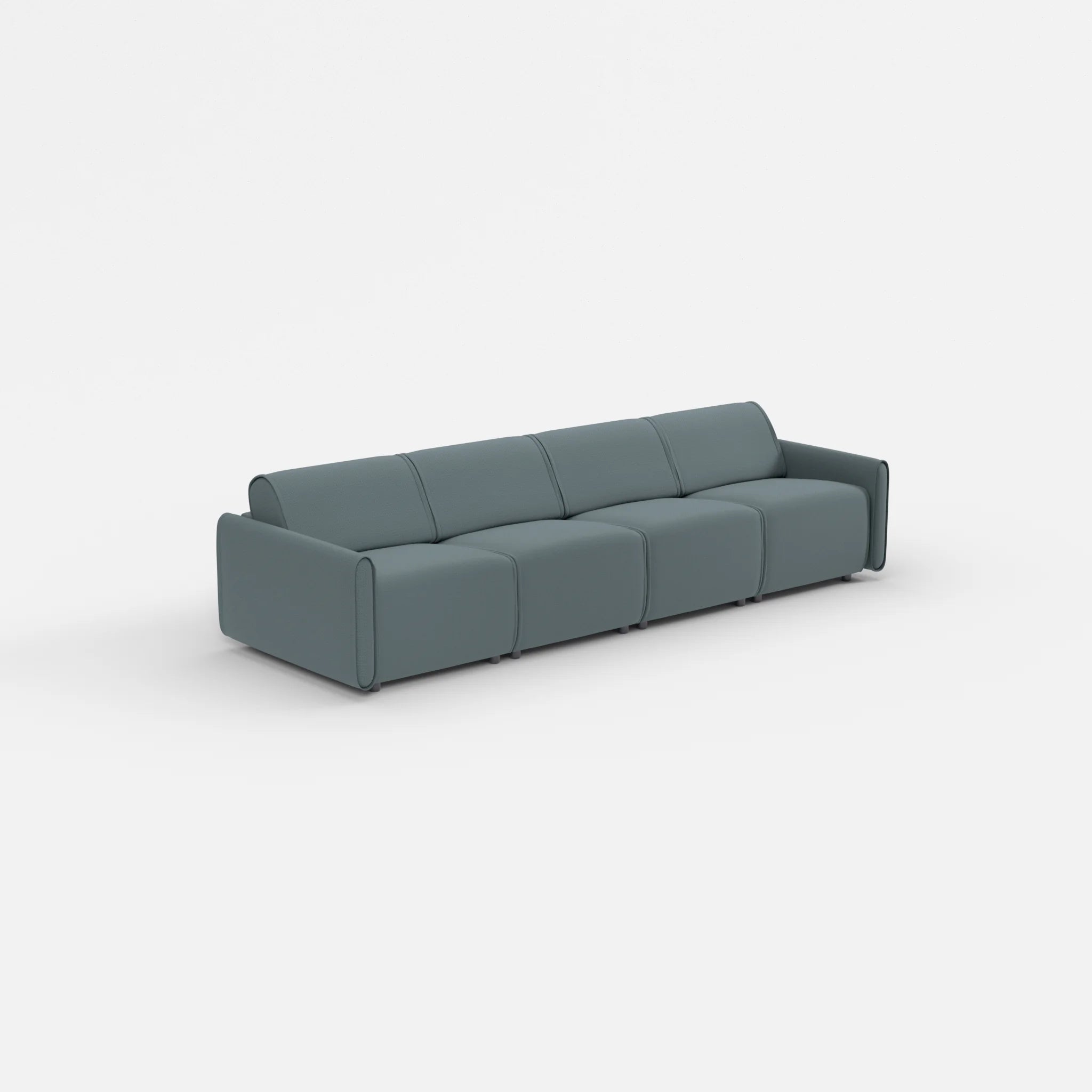 4 Sitzer Sofa Belleform mit schmaler Armlehne 1 credojaspis in Türkis von der Seite