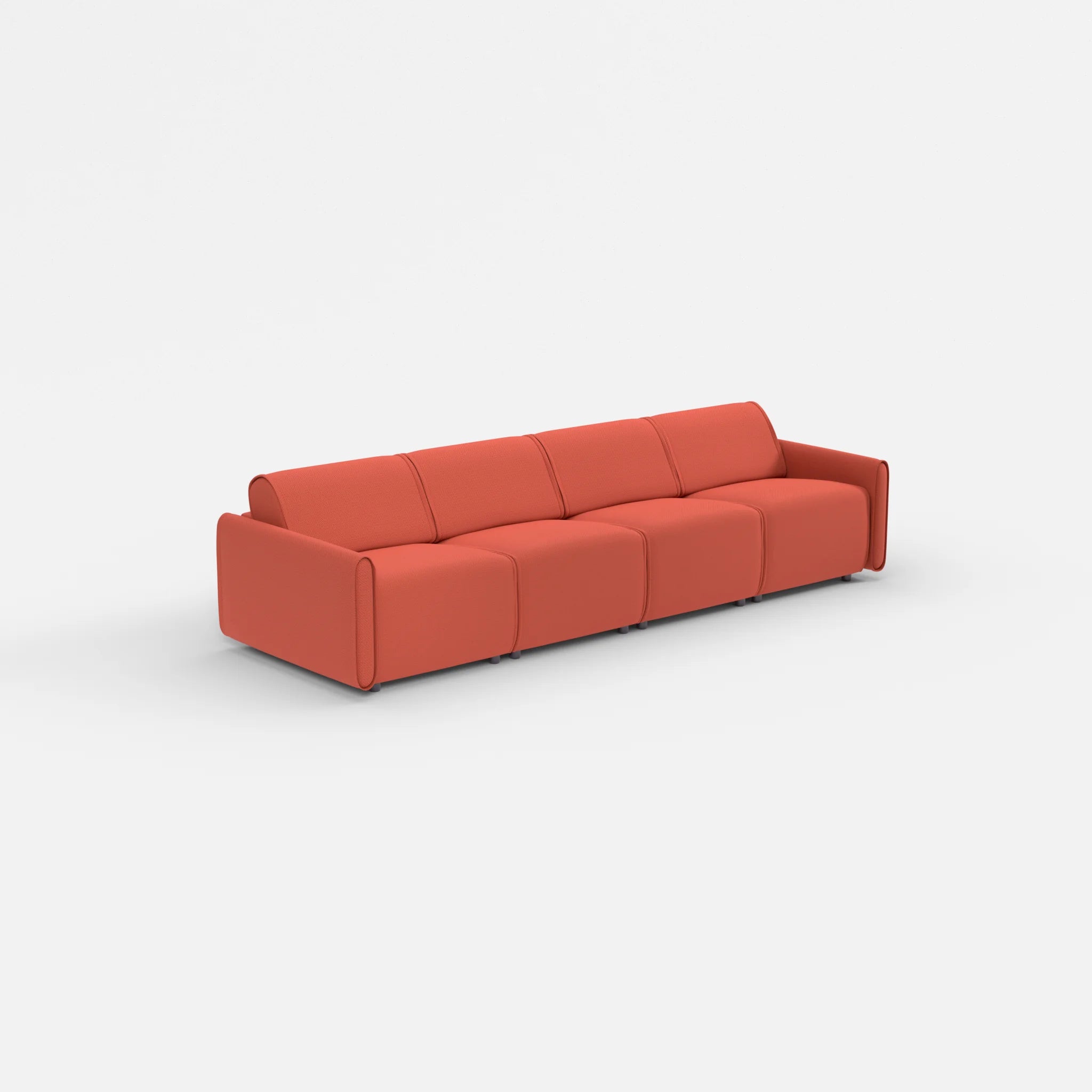4 Sitzer Sofa Belleform mit schmaler Armlehne 1 credolampion in Rot von der Seite