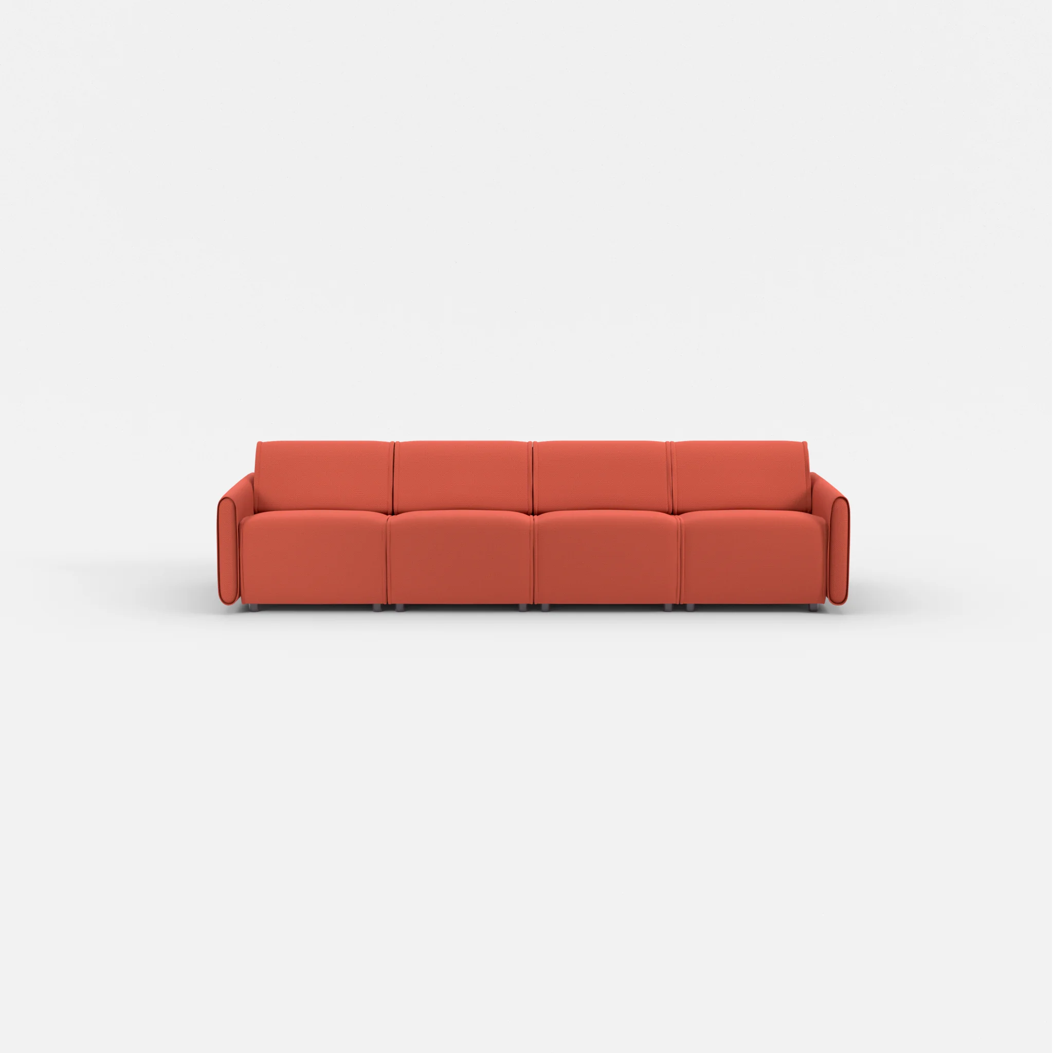 4 Sitzer Sofa Belleform mit schmaler Armlehne 1 credolampion in Rot von vorne