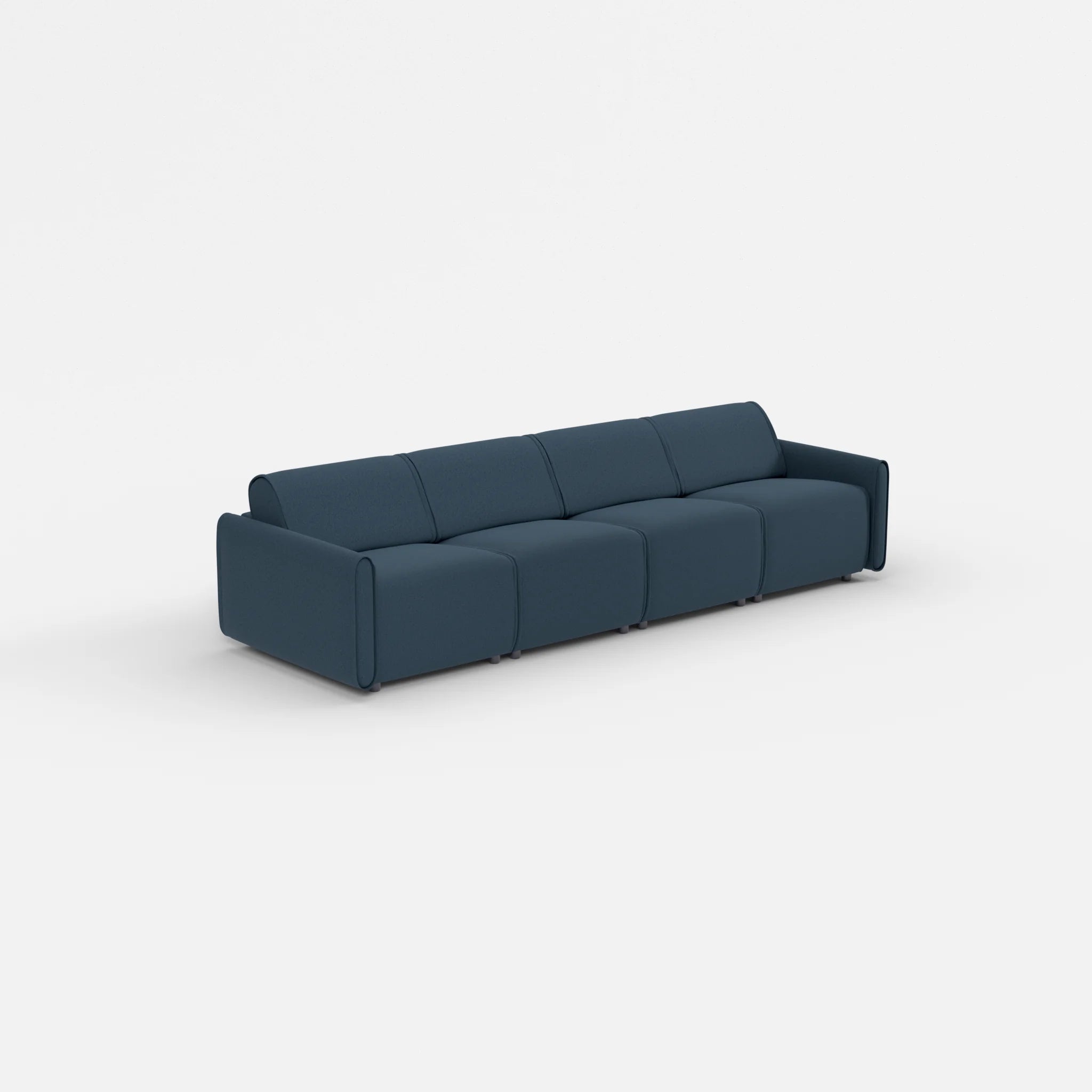 4 Sitzer Sofa Belleform mit schmaler Armlehne 1 dama0014 in Dunkelblau von der Seite