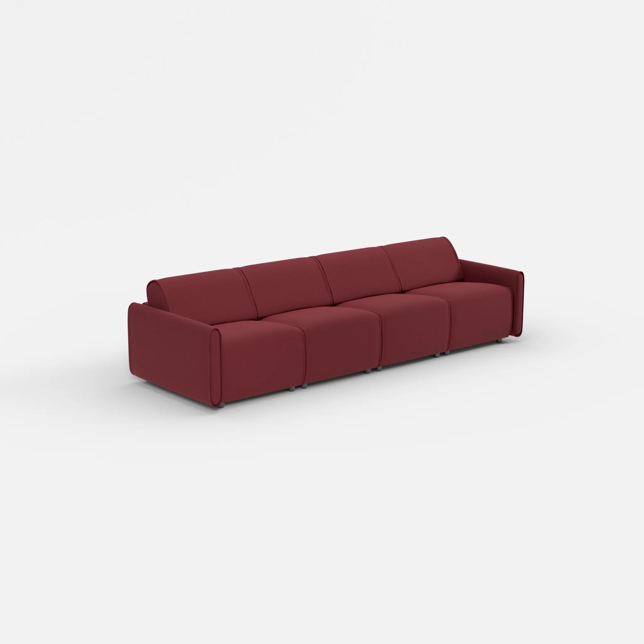 4 Sitzer Sofa Belleform mit schmaler Armlehne 1 dama0034 in Bordeaux von der Seite