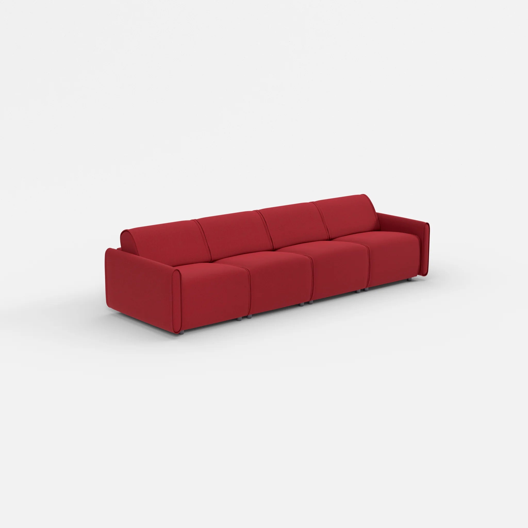 4 Sitzer Sofa Belleform mit schmaler Armlehne 1 dama0053 in Rot von der Seite
