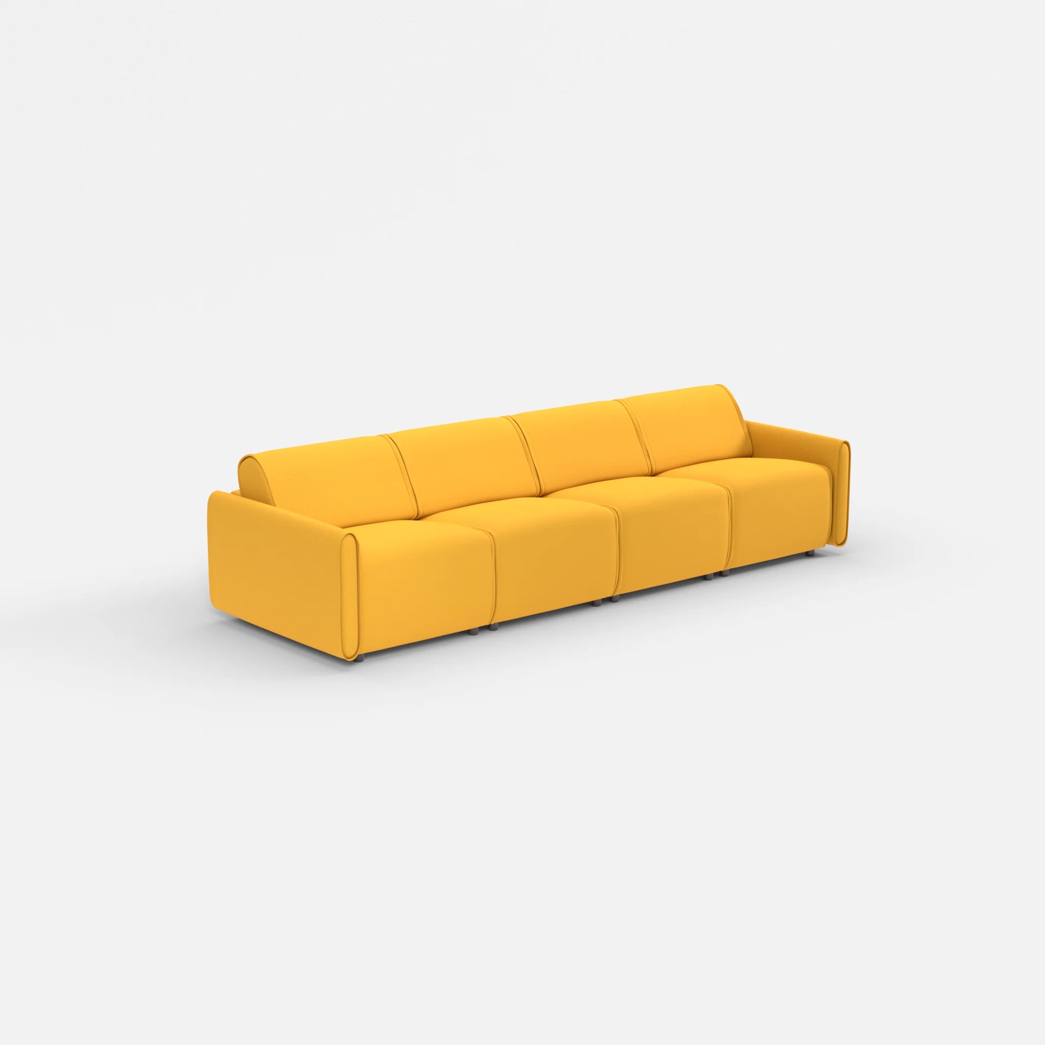4 Sitzer Sofa Belleform mit schmaler Armlehne 1 novumcurry in Curry von der Seite