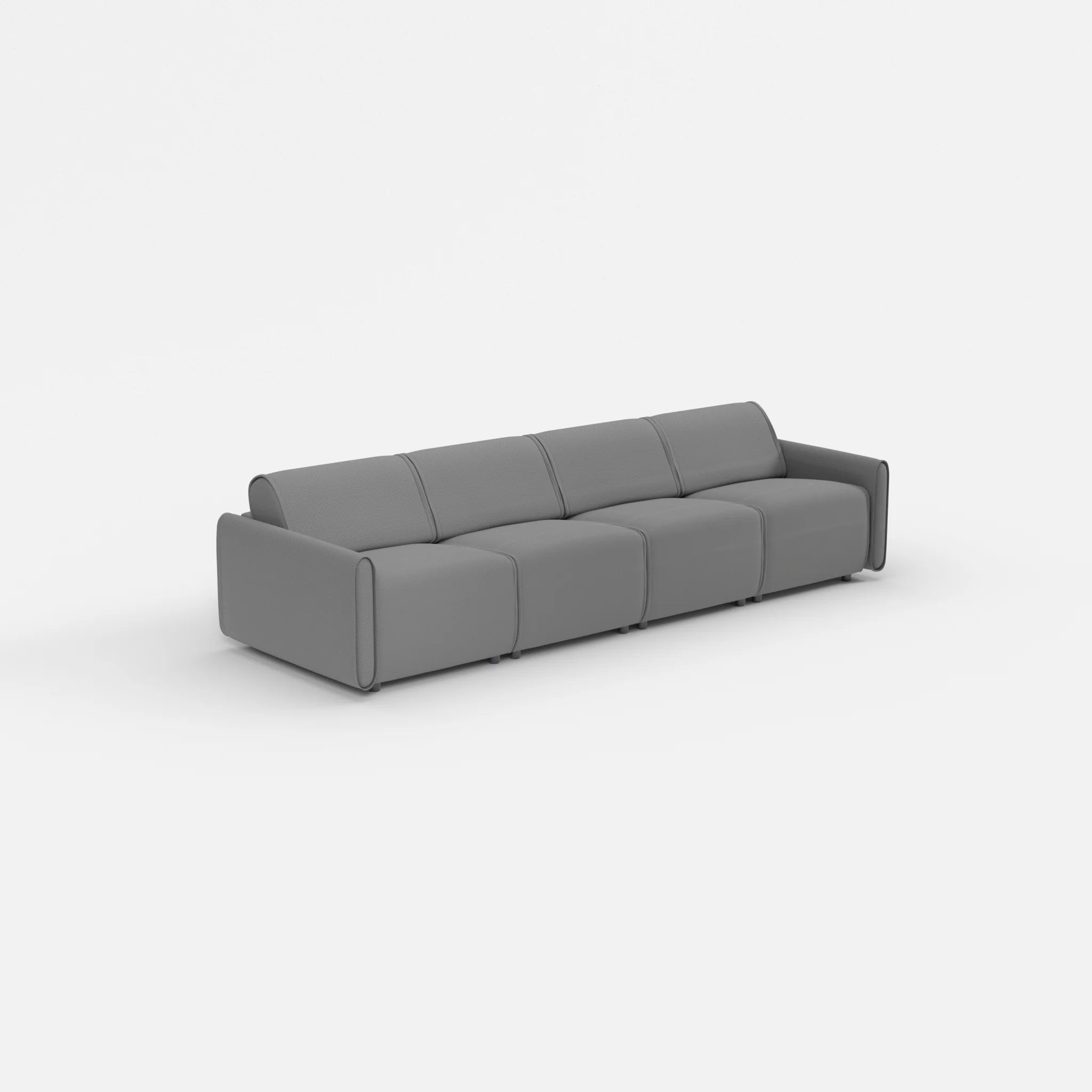4 Sitzer Sofa Belleform mit schmaler Armlehne 1 novumkies in Mittelgrau von der Seite