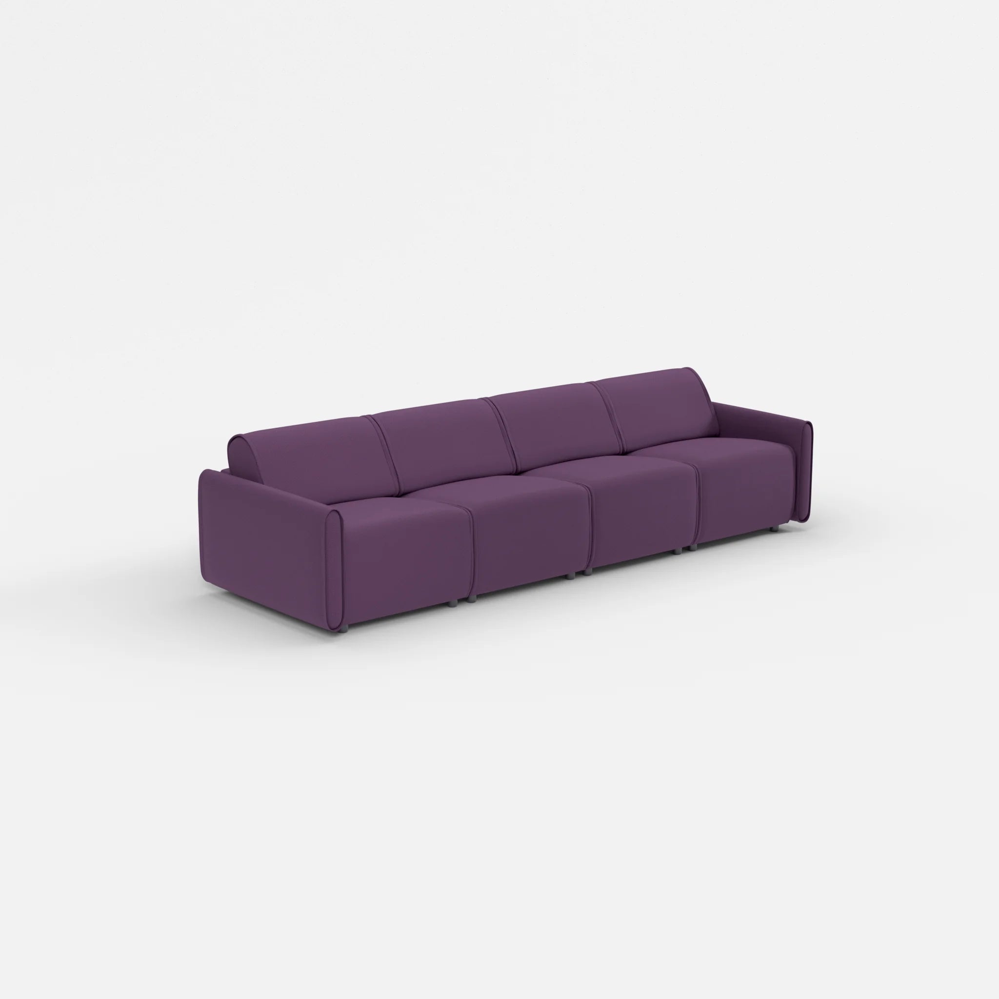 4 Sitzer Sofa Belleform mit schmaler Armlehne 1 novumprune in Violett von der Seite