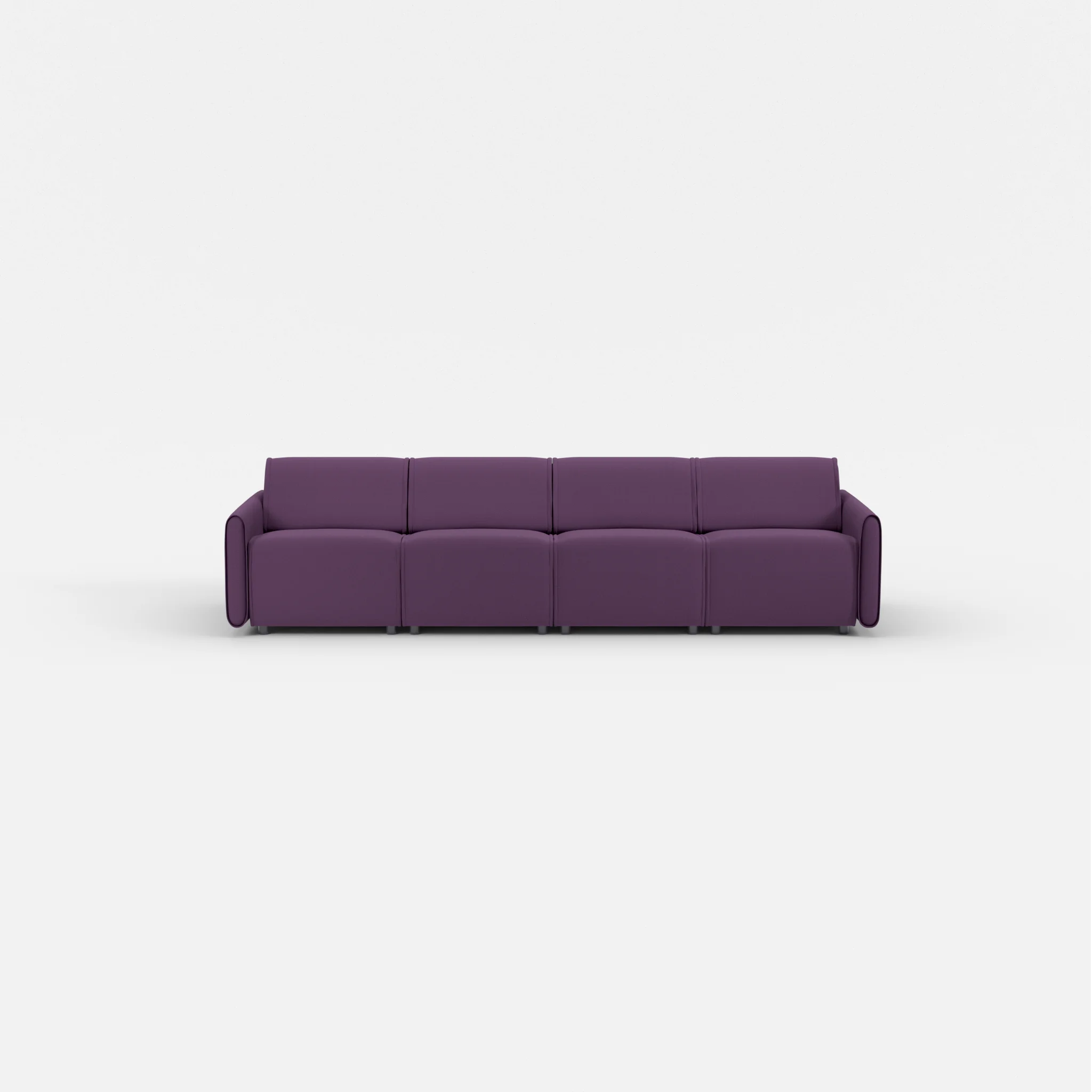 4 Sitzer Sofa Belleform mit schmaler Armlehne 1 novumprune in Violett von vorne