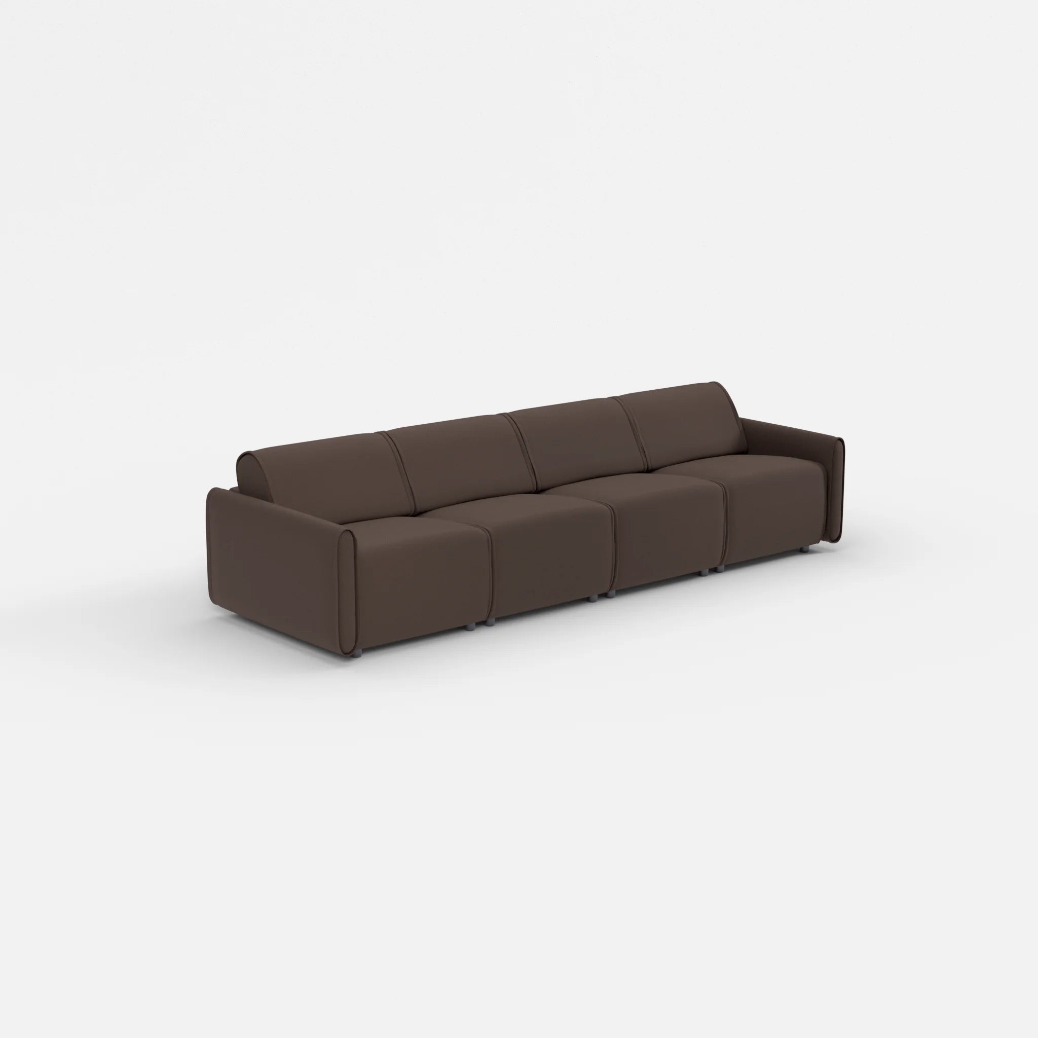 4 Sitzer Sofa Belleform mit schmaler Armlehne 1 novumrosewood in Dunkelbraun von der Seite